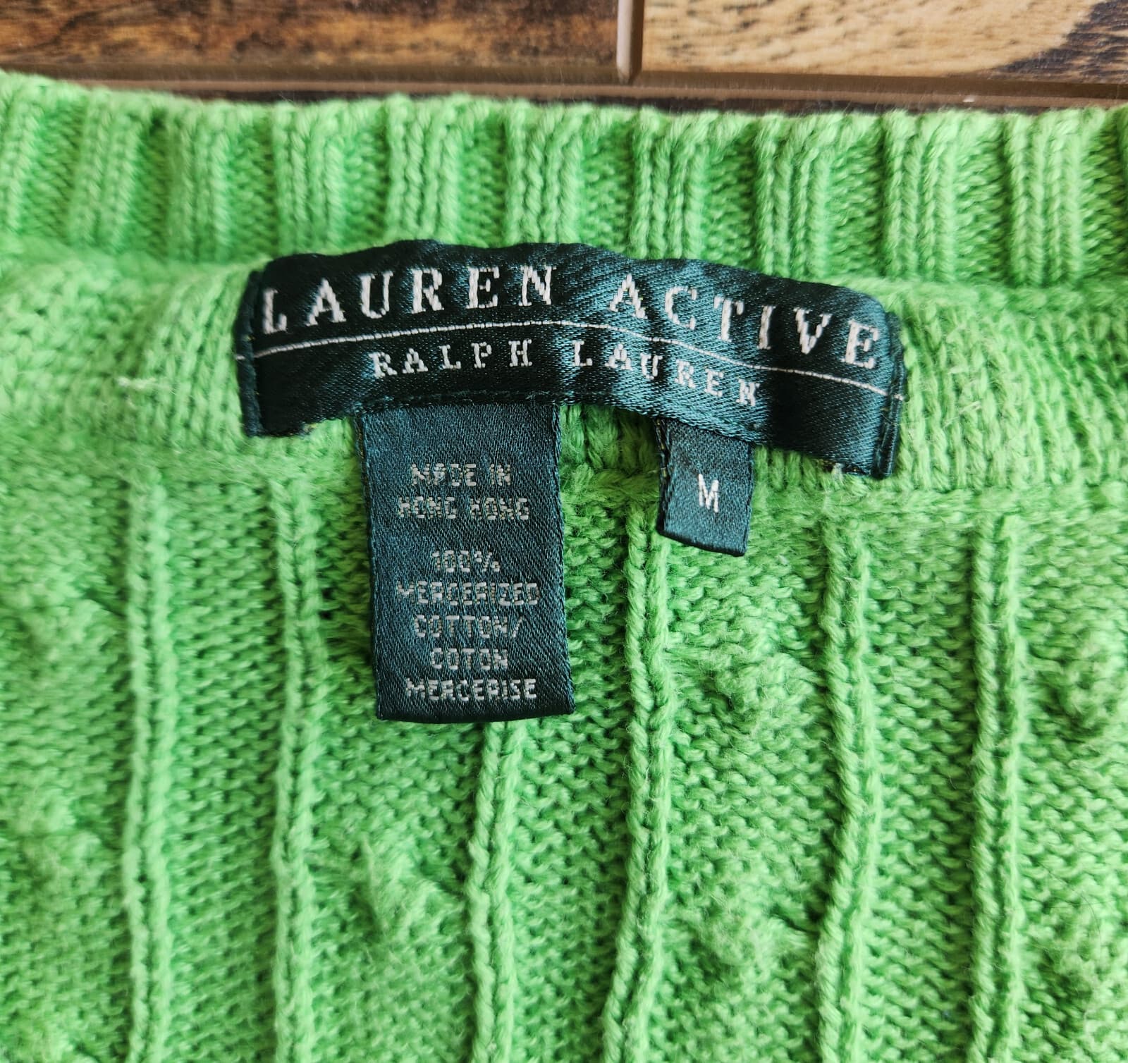 Vintage Ralph Lauren Active Cricket Tennis Cable Knit V-Neck Sweater Green Sz.M - Thumbnail 8