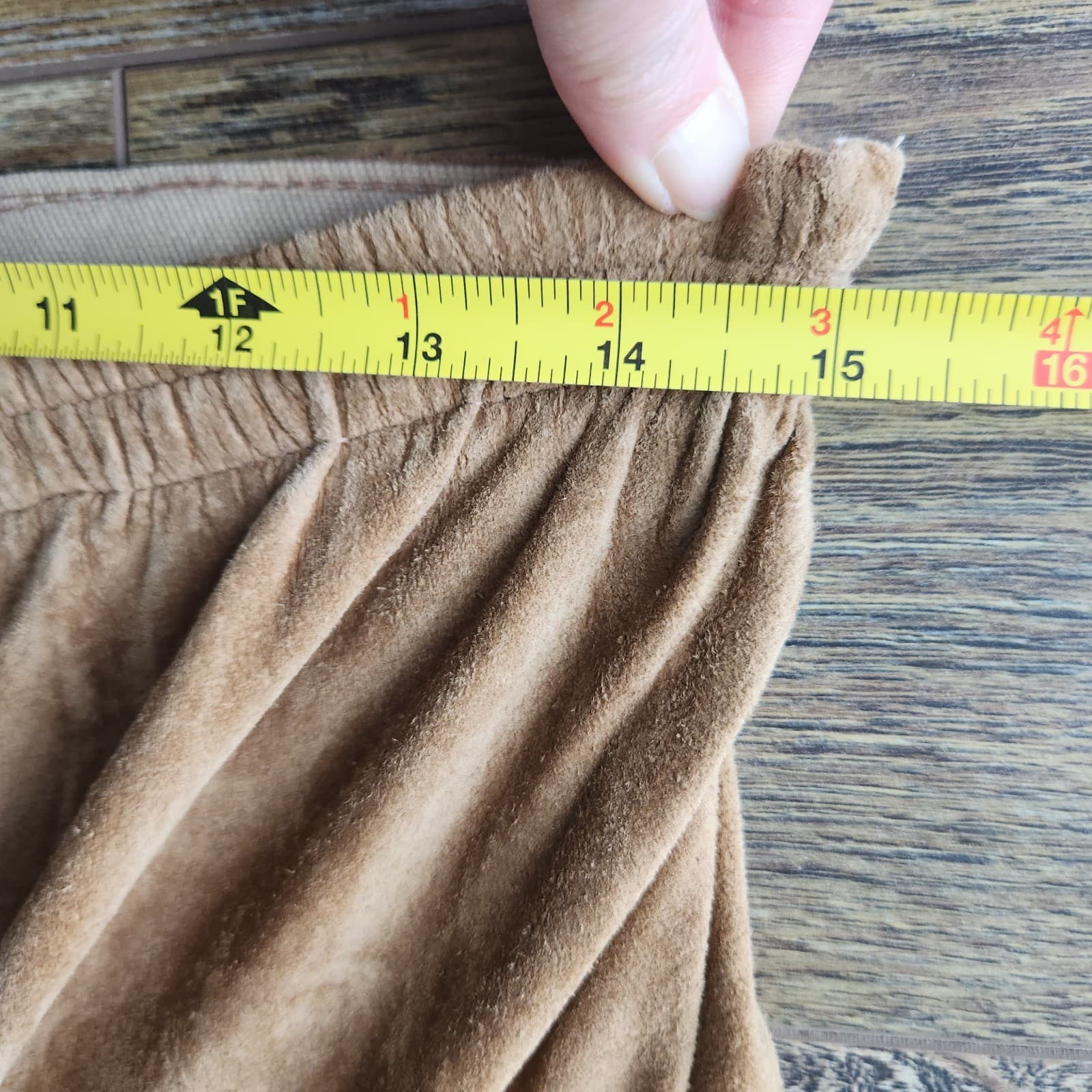 Vintage Double D Ranch Brown Suede Maxi Skirt Elastic-Waist Back-Slit Sz.S - Thumbnail 10