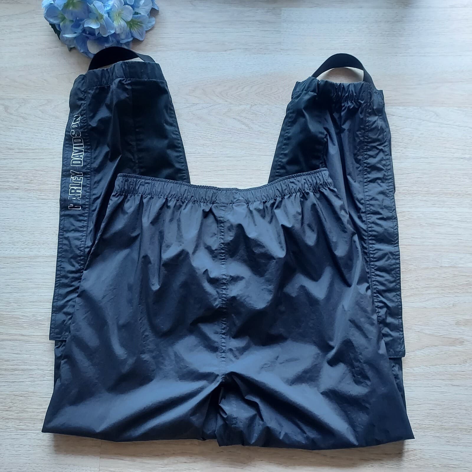 Harley Davidson Motorcycle Stirrup Overpants Rain Pant Elastic Waist Black Men S - Thumbnail 7