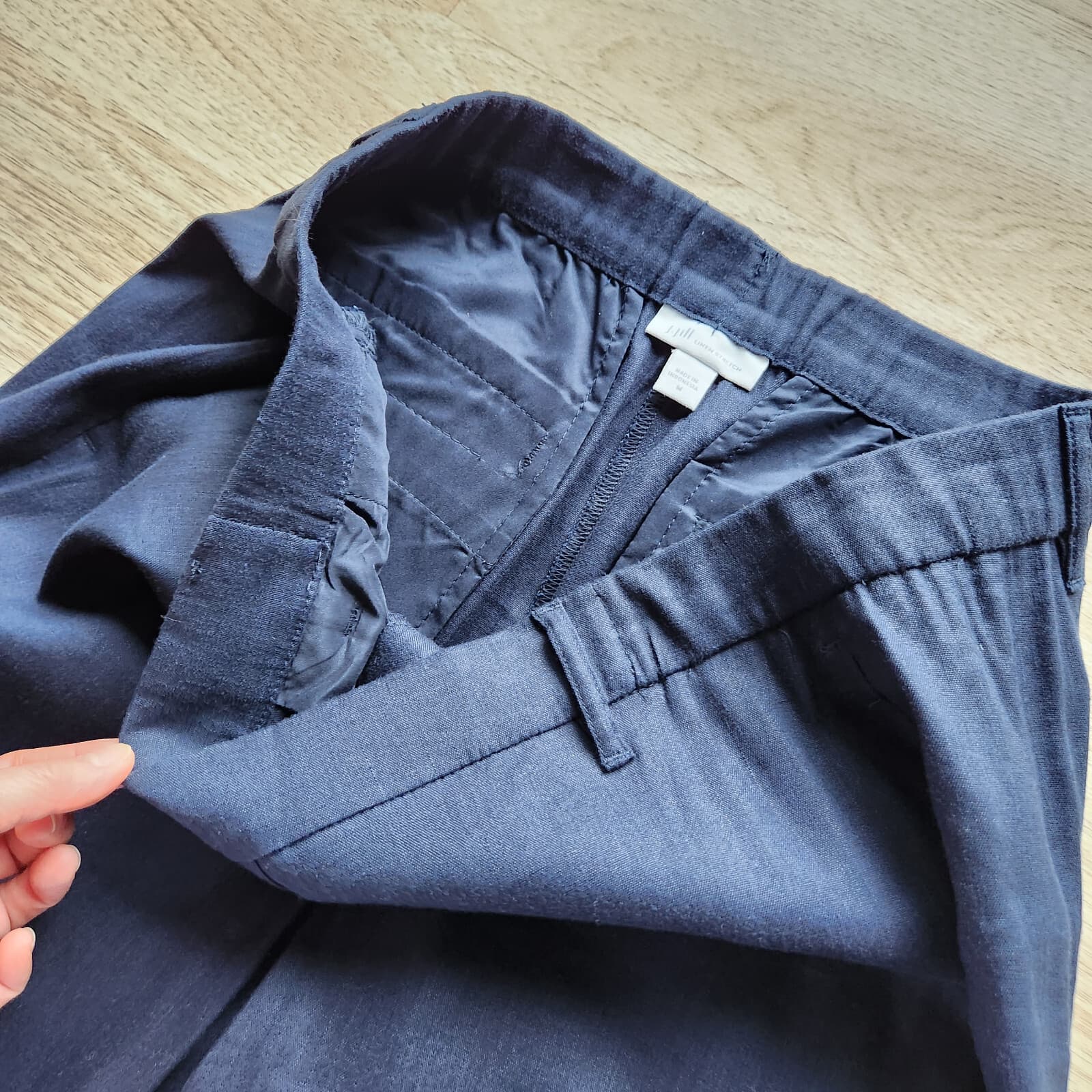 J.Jill Linen Stretch Slim Leg Ankle Pants Pull-On Pocket Blue Linen Blend Sz.M - Thumbnail 4