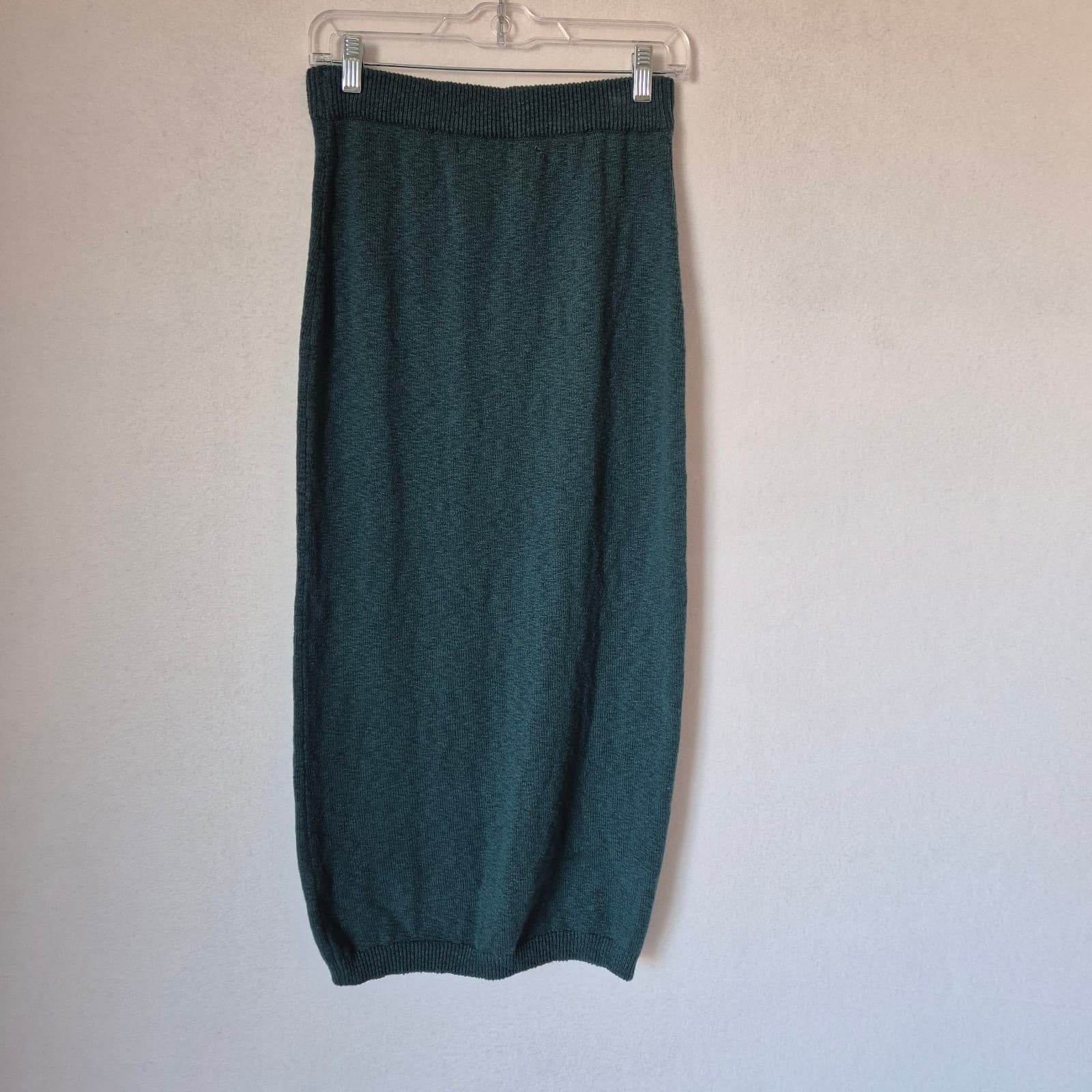 Free People Beach Cotton Blend Knit Midi Pencil Skirt Elastic Waist Green Sz.XS - Thumbnail 3