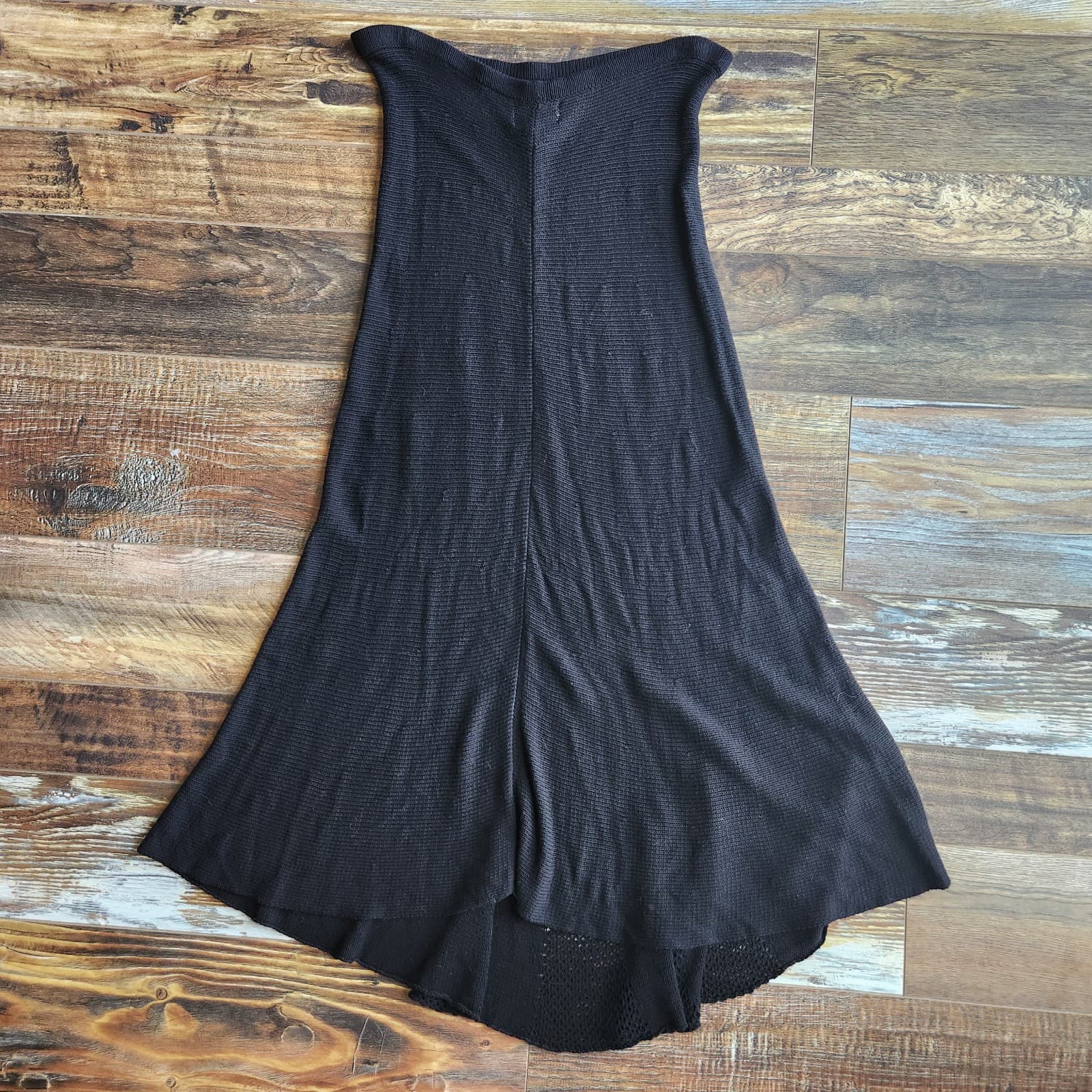 Corddelia Steampunk Knit Crochet Maxi A-Line Skirt Elastic Pullon Black Sz.S - Thumbnail 2