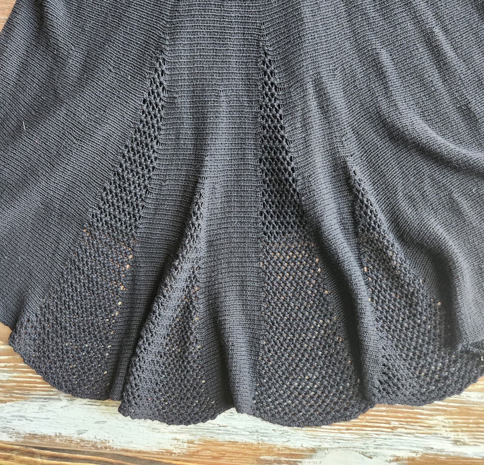 Corddelia Steampunk Knit Crochet Maxi A-Line Skirt Elastic Pullon Black Sz.S - Thumbnail 3