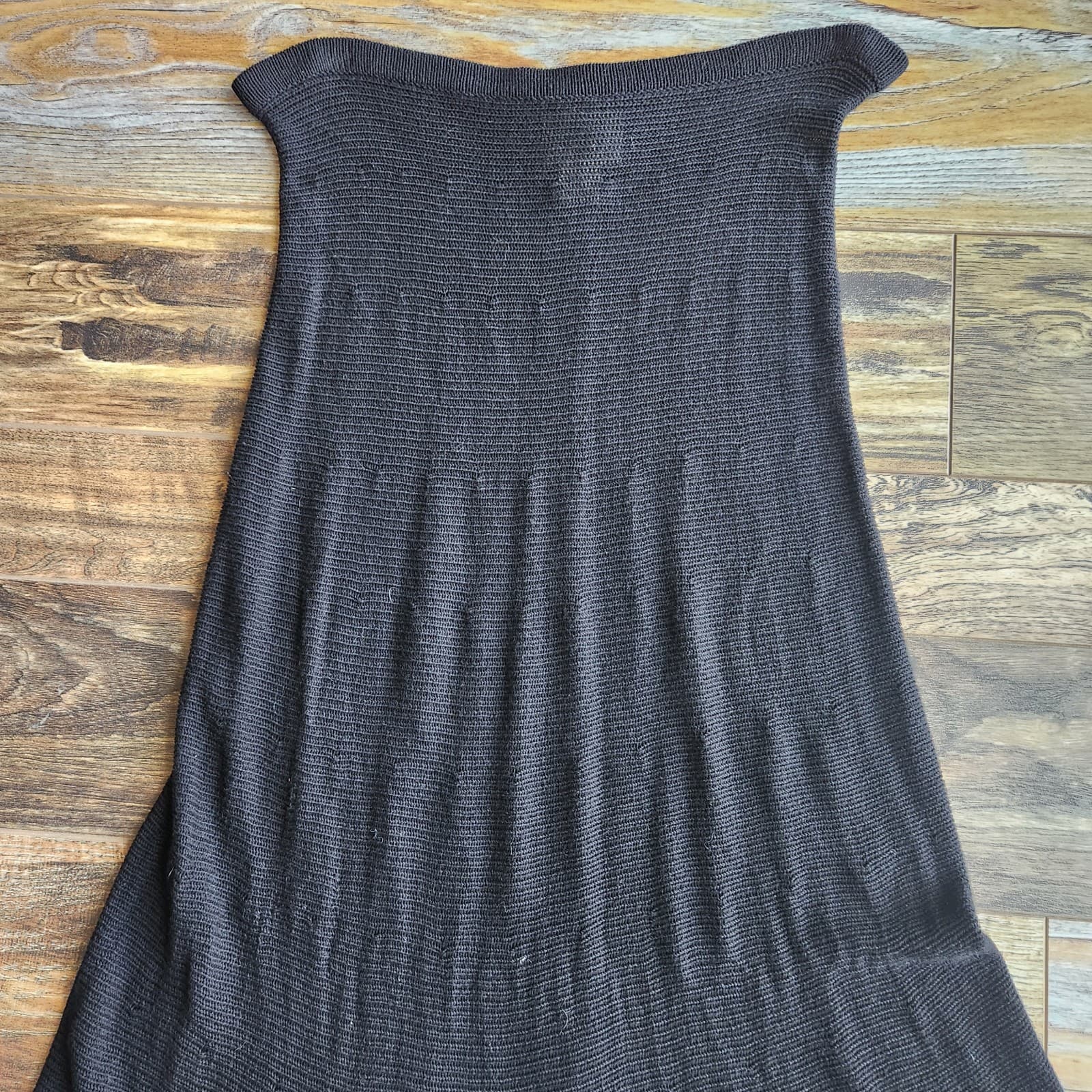 Corddelia Steampunk Knit Crochet Maxi A-Line Skirt Elastic Pullon Black Sz.S - Thumbnail 4