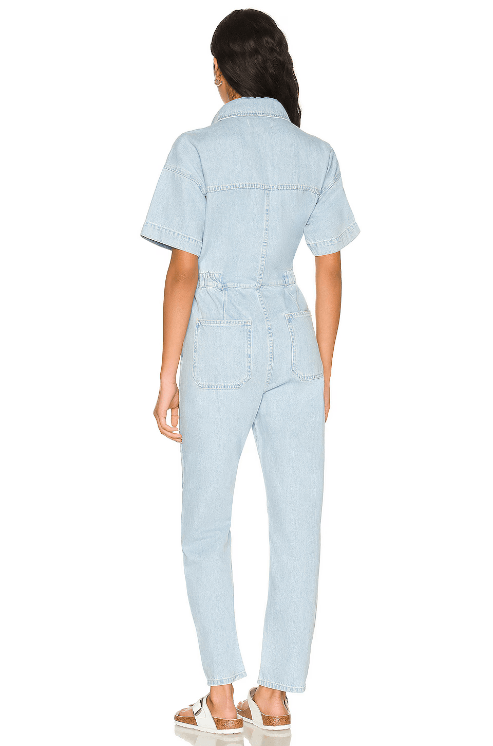 NWoT We The Free Marci Denim Jumpsuit Button Short Sleeve Light Washed Blue Sz.S - Thumbnail 6