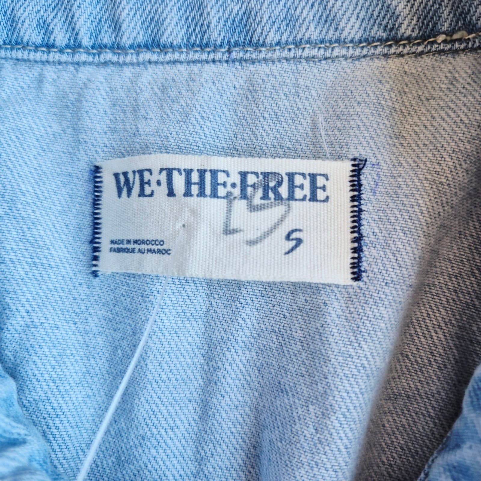 NWoT We The Free Marci Denim Jumpsuit Button Short Sleeve Light Washed Blue Sz.S - Thumbnail 8
