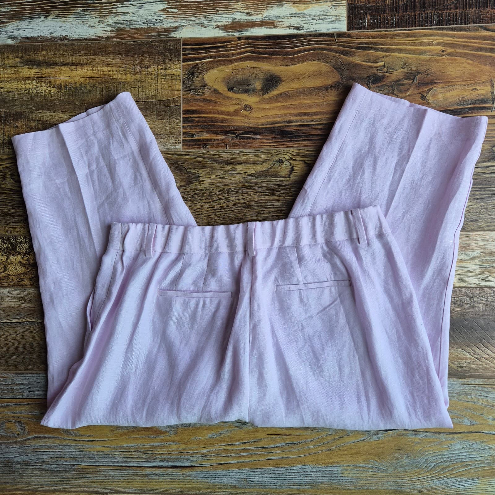 NWT Talbots 100% Linen Curvy Cropped Pant Zip Pocket Light Pink Plus Petite 14WP - Thumbnail 6