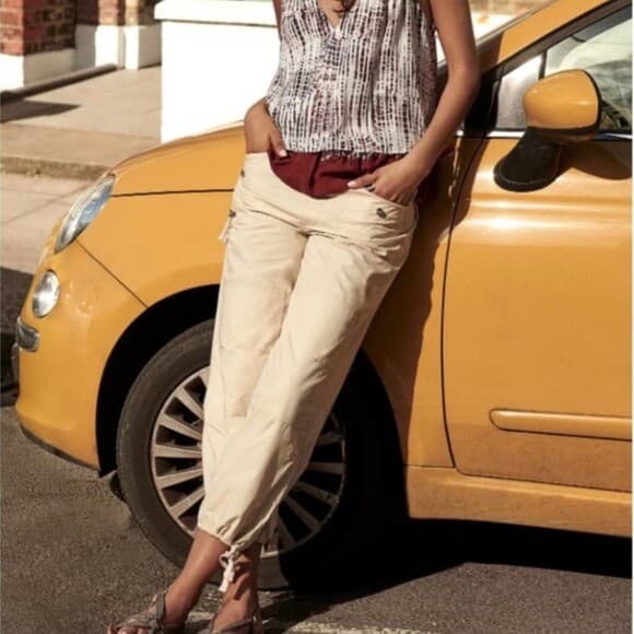 Anthropologie Ripley Utility Pants Drawstring-Hem Ivory Cotton Blend Women 28
