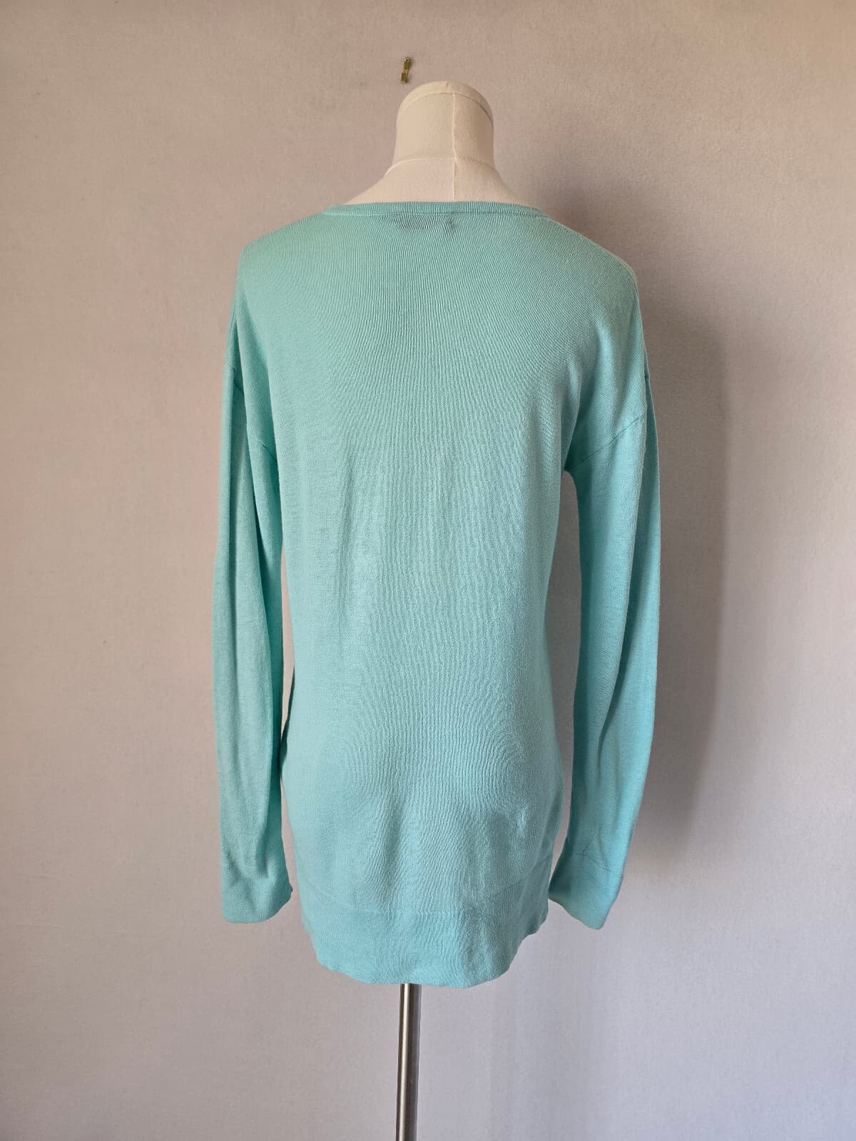 Polo Ralph Lauren Pony Linen Cotton Blend V-Neck Sweater Pale Blue Women's M - Thumbnail 5
