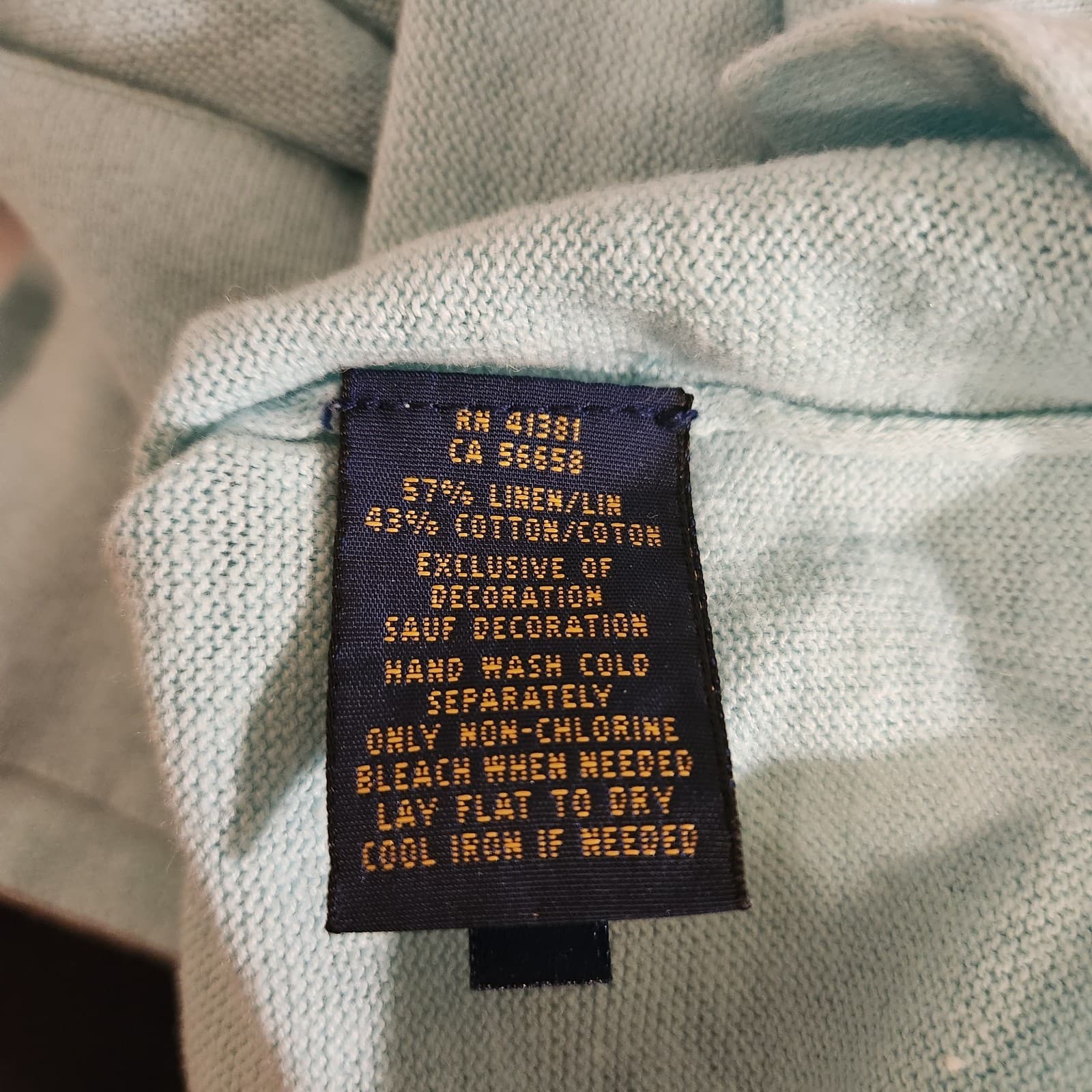 Polo Ralph Lauren Pony Linen Cotton Blend V-Neck Sweater Pale Blue Women's M - Thumbnail 9