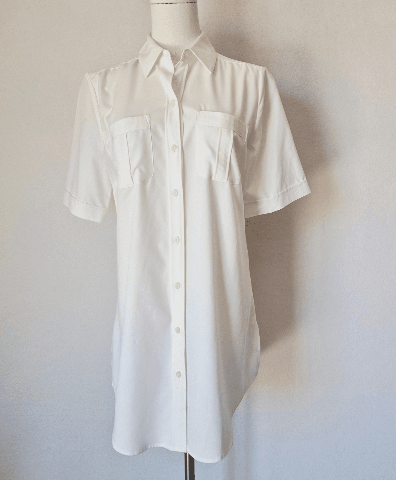NWT Chico's Silky Soft Button-Up Long Shirt 3/4 Sleeve Pocket Alabaster Sz.0 4/6 - Thumbnail 3