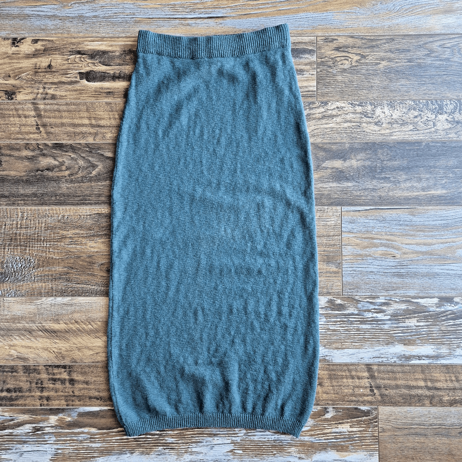 Free People Beach Cotton Blend Knit Midi Pencil Skirt Elastic Waist Green Sz.XS - Thumbnail 2