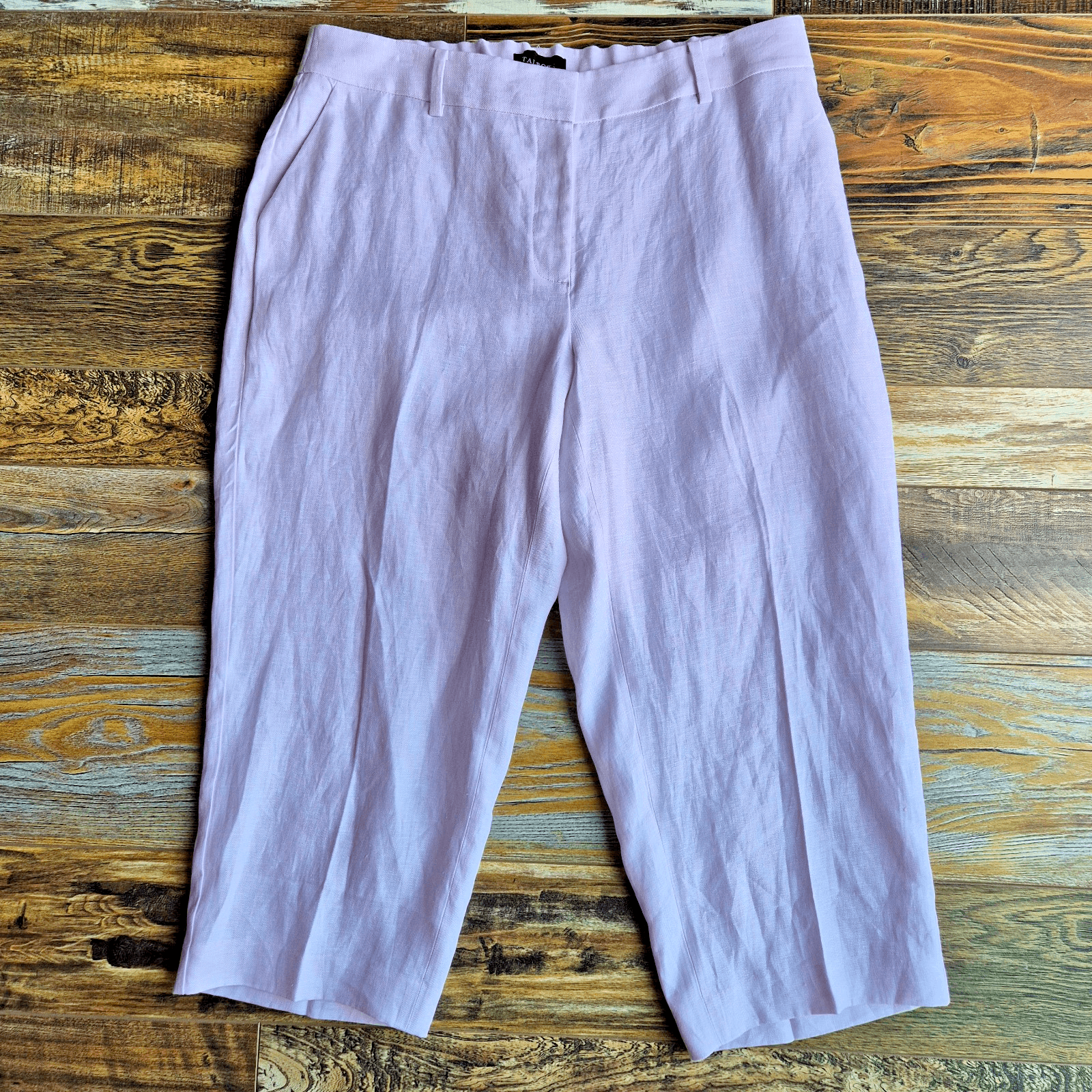 NWT Talbots 100% Linen Curvy Cropped Pant Zip Pocket Light Pink Plus Petite 14WP - Thumbnail 2