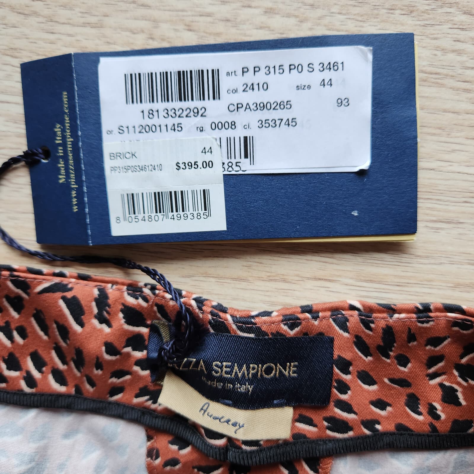NWT Piazza Sempione $395 Leopard Slim Leg Cropped Trouser Zip Brick Black Sz.44 - Thumbnail 6