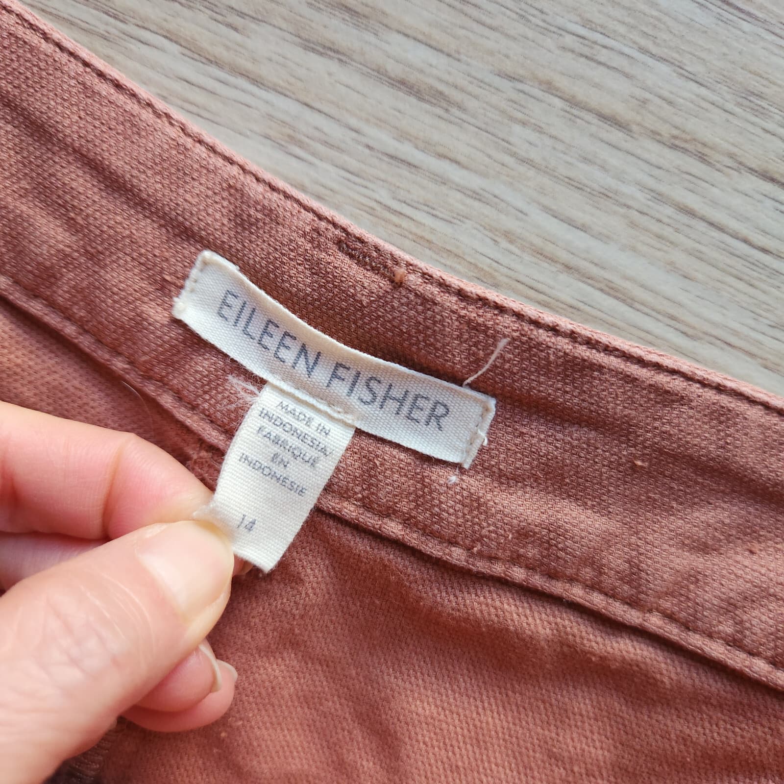 EILEEN FISHER Organic Cotton Hemp Blend Tappered Ankle Pants Pocket Clay Sz.14 - Thumbnail 10