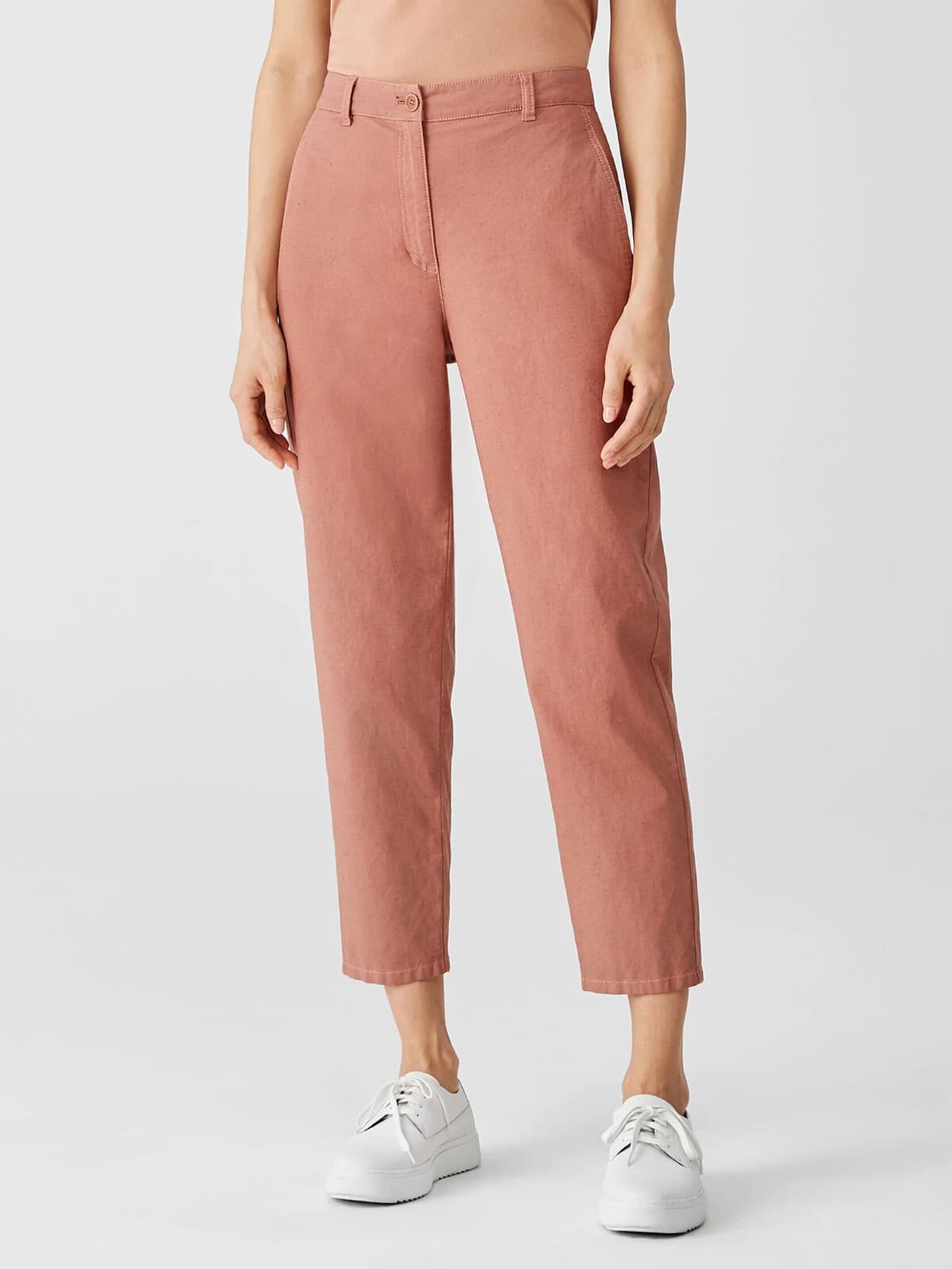 EILEEN FISHER Organic Cotton Hemp Blend Tappered Ankle Pants Pocket Clay Sz.14 - Thumbnail 4
