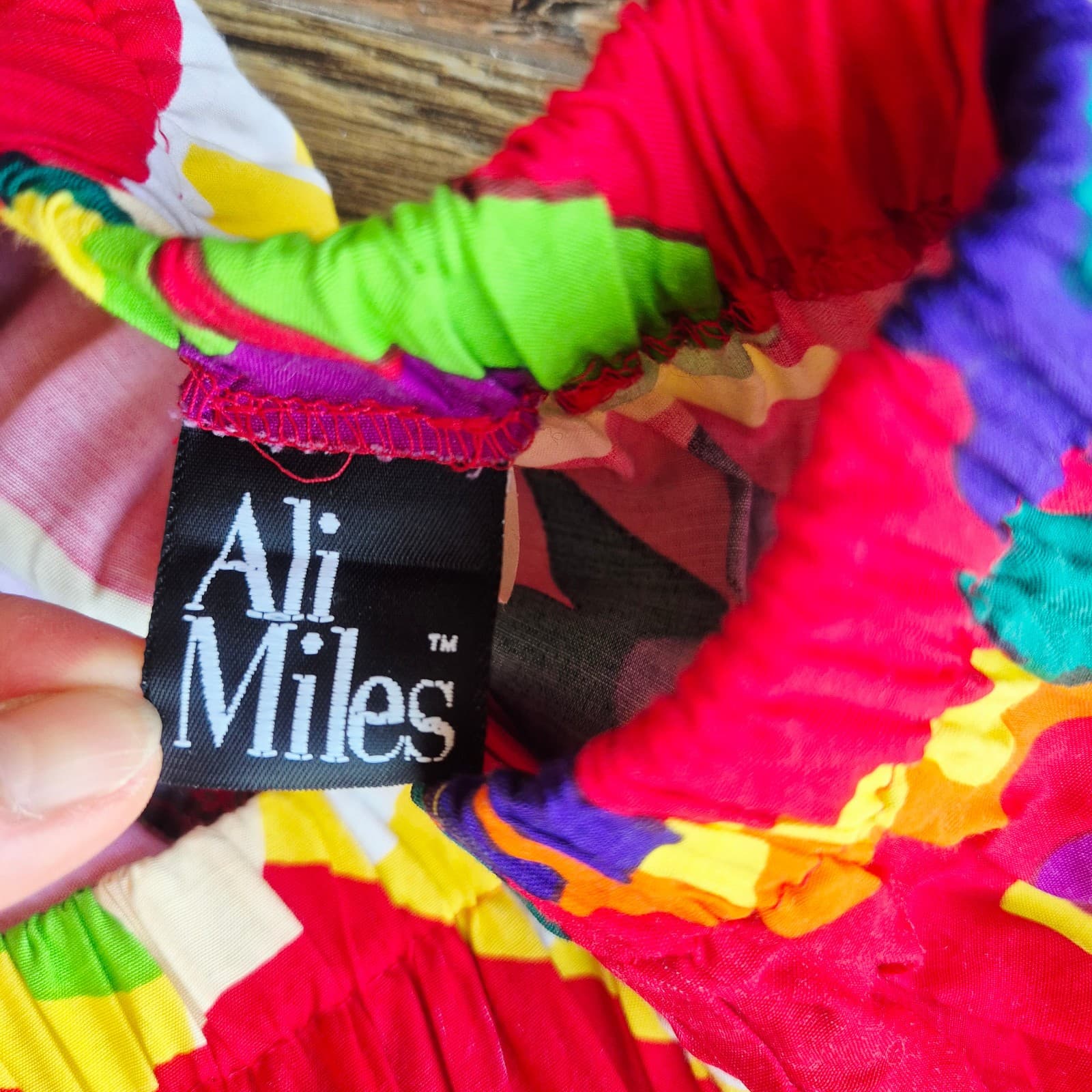 Vintage Ali Miles Vibrant Floral Animal Tiered Maxi Skirt Elastic Waist Size 12 - Thumbnail 6