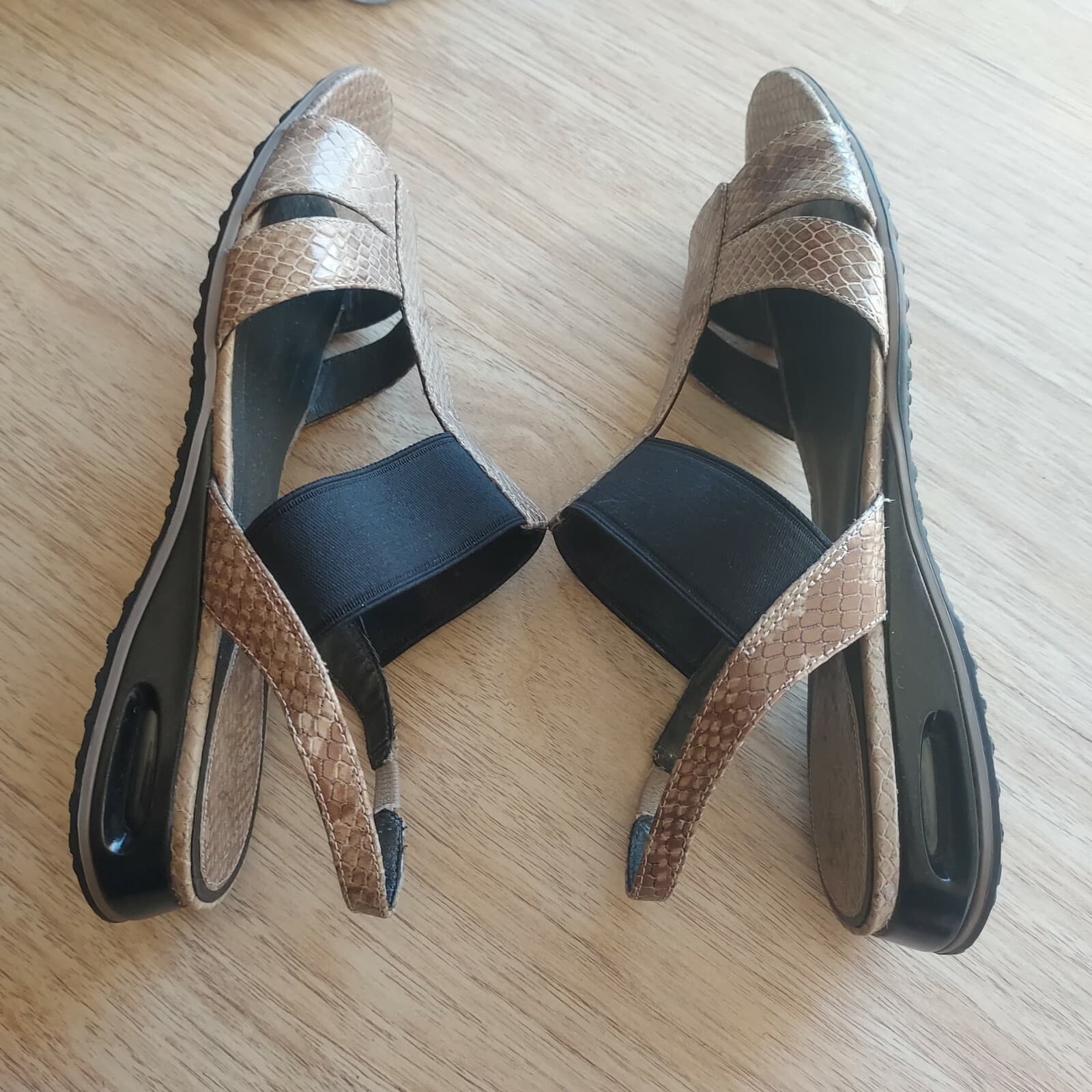 Cole Haan NikeAir Patent Snakeskin Strappy Sandals Light-Brown US8.5B - Thumbnail 4