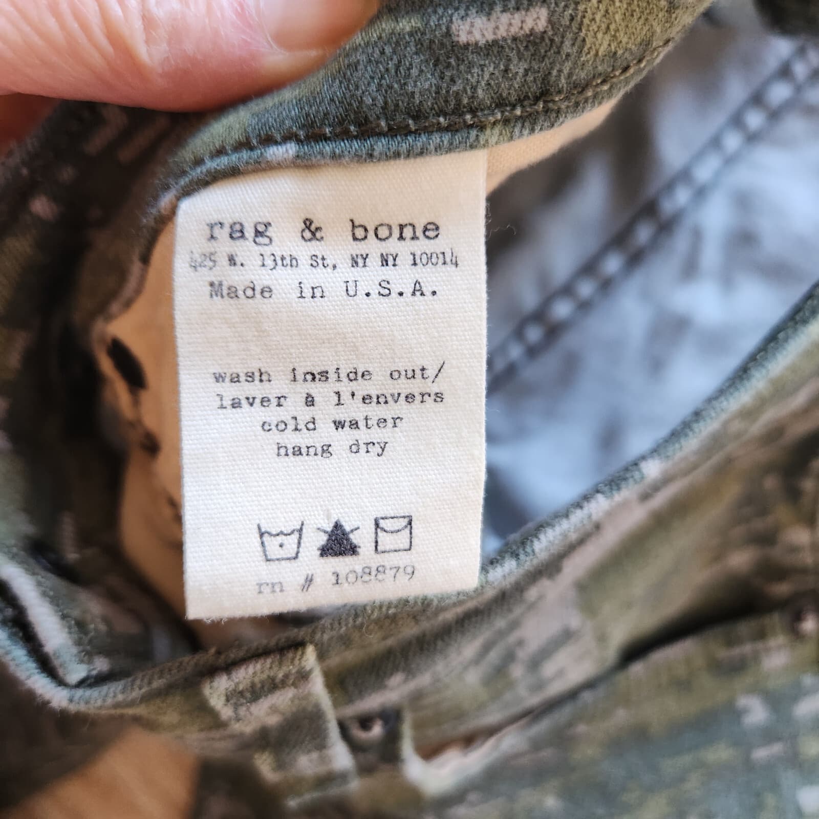 Rag & Bone Camo Stretch Skinny Jeans Zip Pocket Cotton Blend Green Women's 27 - Thumbnail 10