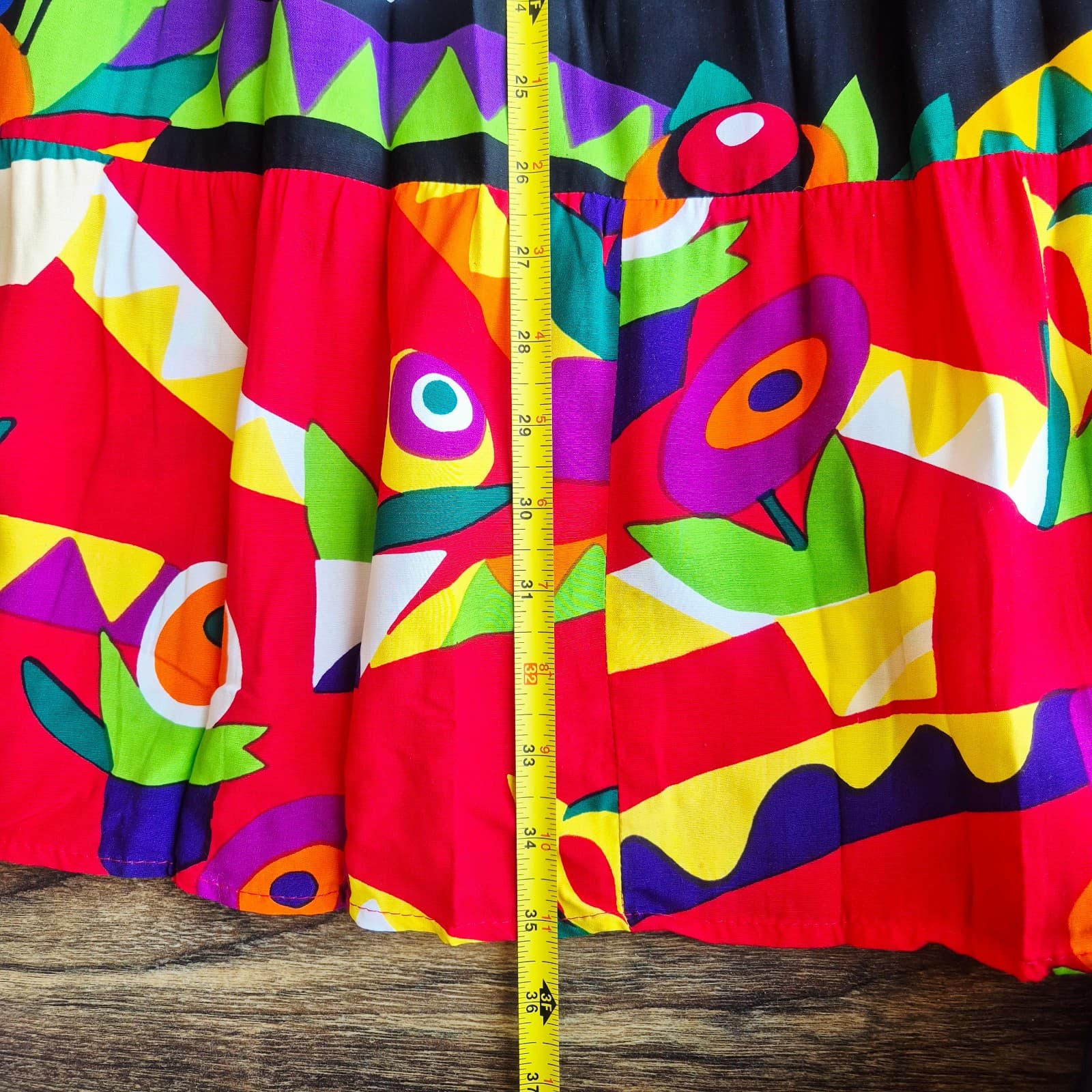 Vintage Ali Miles Vibrant Floral Animal Tiered Maxi Skirt Elastic Waist Size 12 - Thumbnail 11