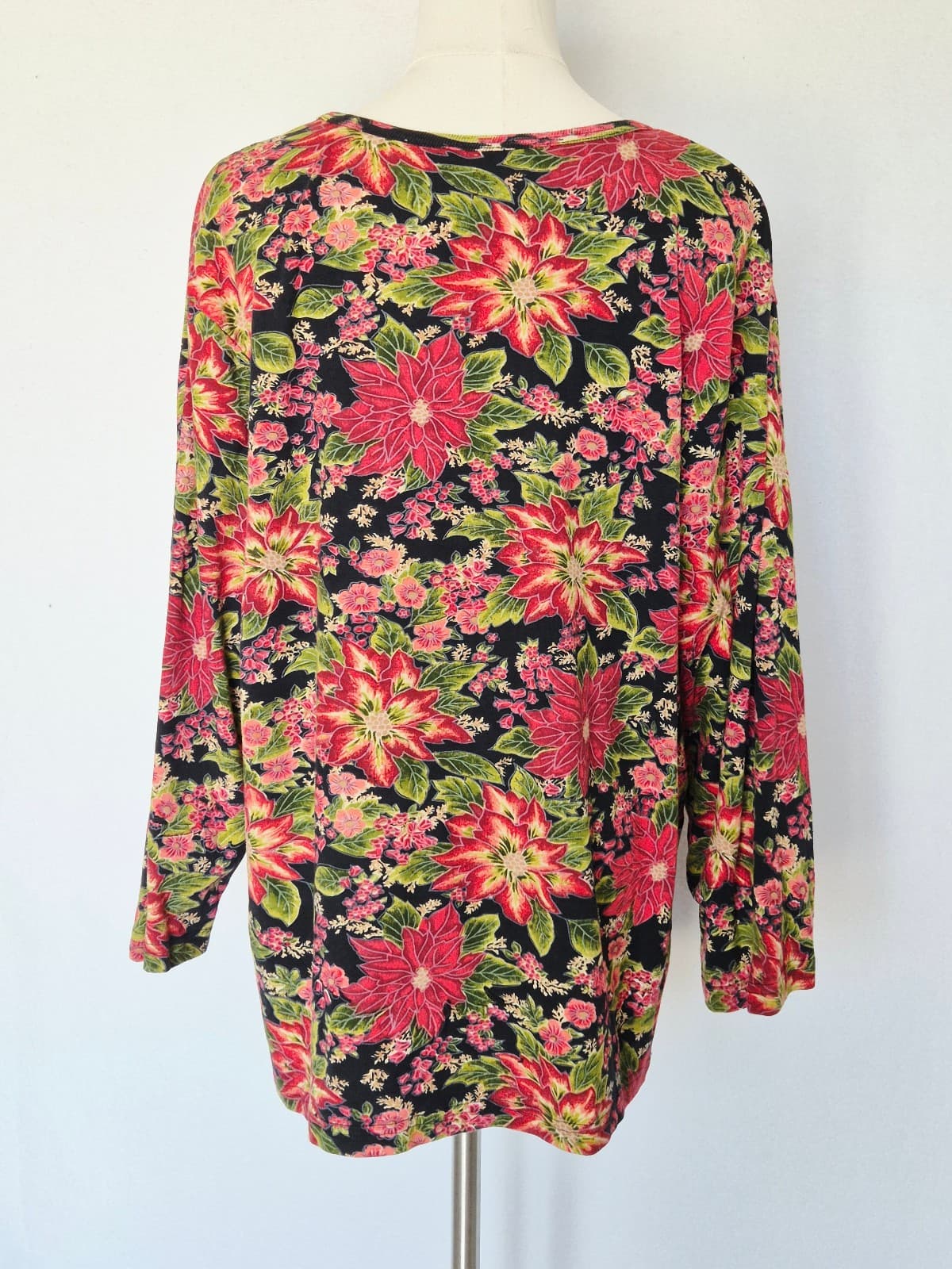 The Vermont Country Store Floral Top 3/4 Sleeve Knit Cotton Multicolor Womens 2X - Thumbnail 4