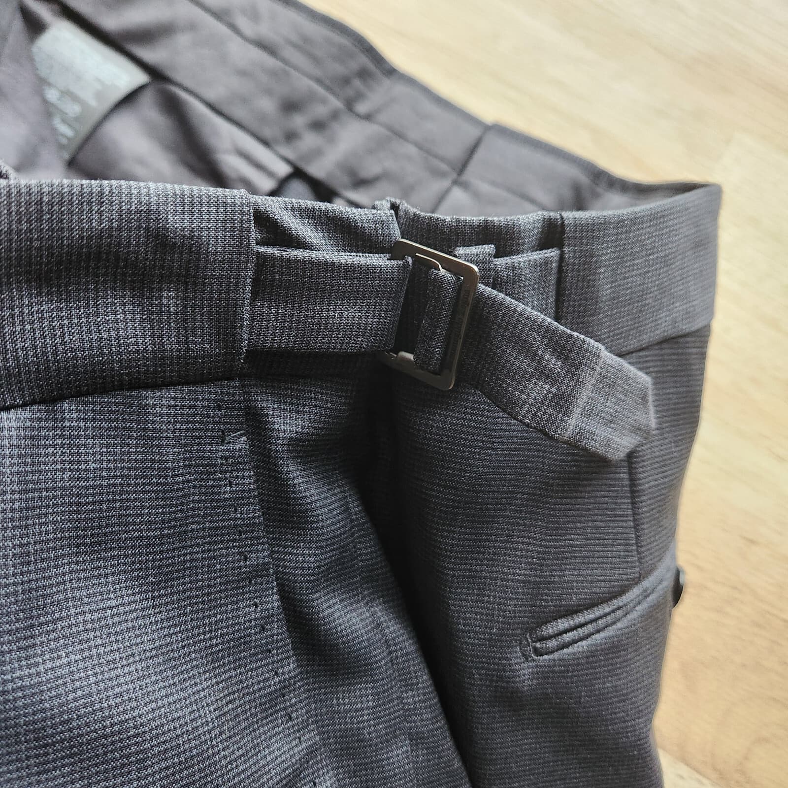 NWT Ermenegildo Zegna Wool Slim Dress Pants Adjustable Waist-Buckle Black 6-50R - Thumbnail 7