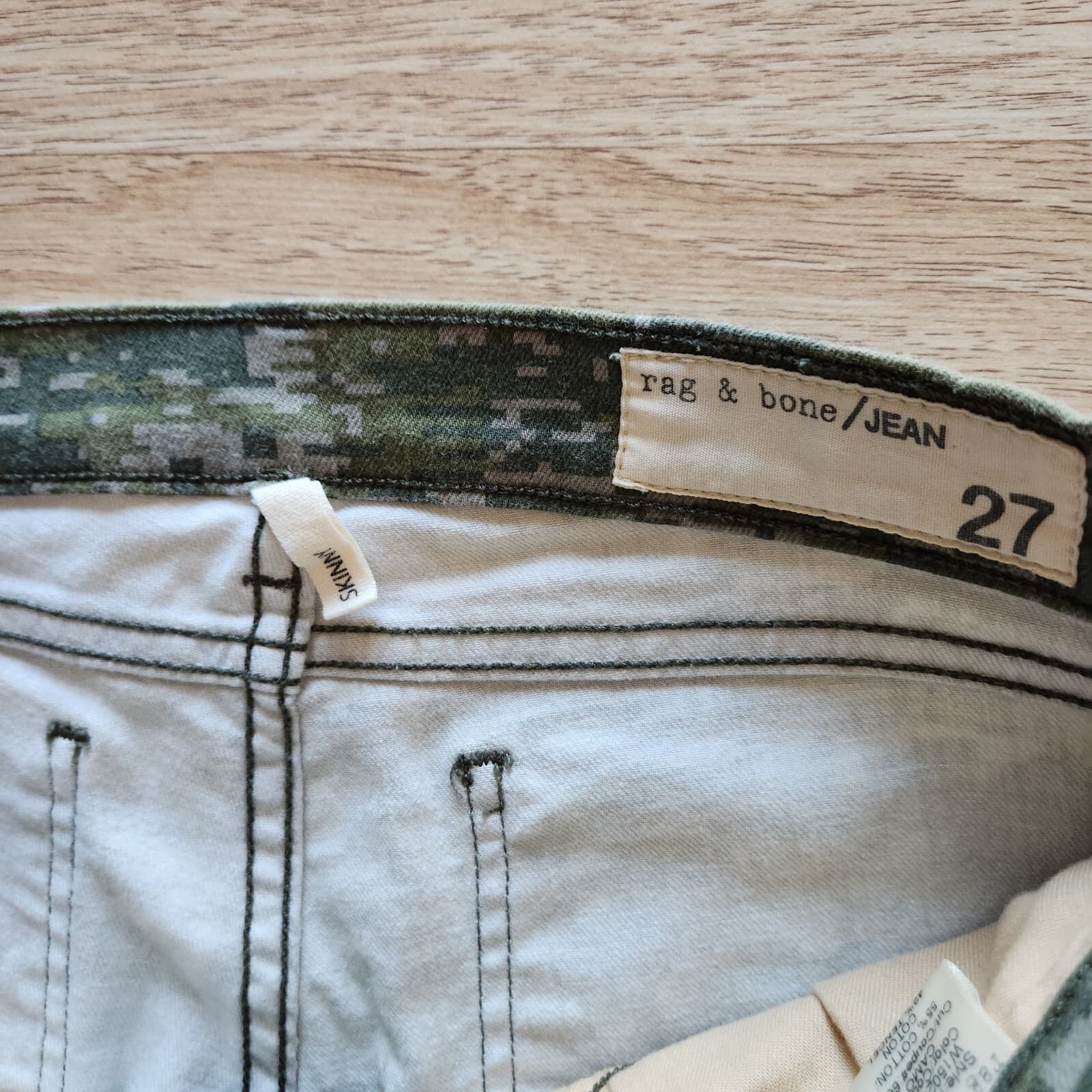 Rag & Bone Camo Stretch Skinny Jeans Zip Pocket Cotton Blend Green Women's 27 - Thumbnail 9