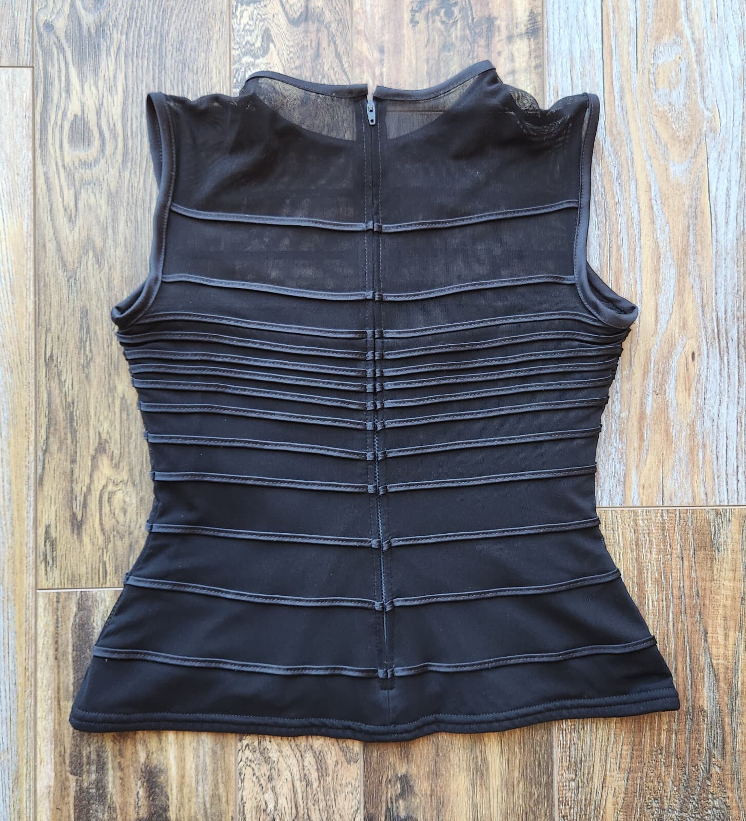 Tadashi Shoji Sheer Mesh Night-Out Evening Cocktail Top Sleeveless Black Size PS - Thumbnail 6