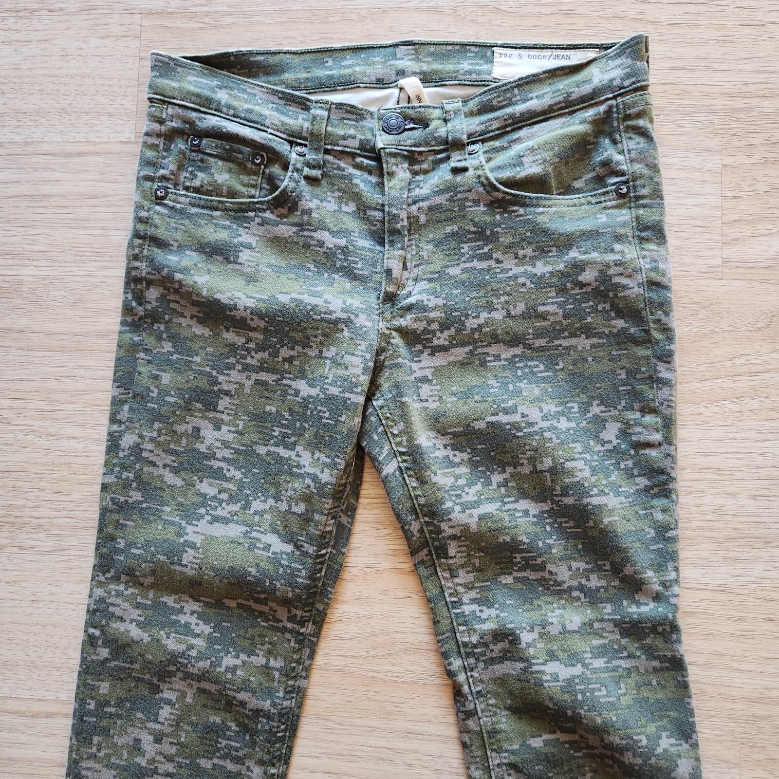 Rag & Bone Camo Stretch Skinny Jeans Zip Pocket Cotton Blend Green Women's 27 - Thumbnail 6
