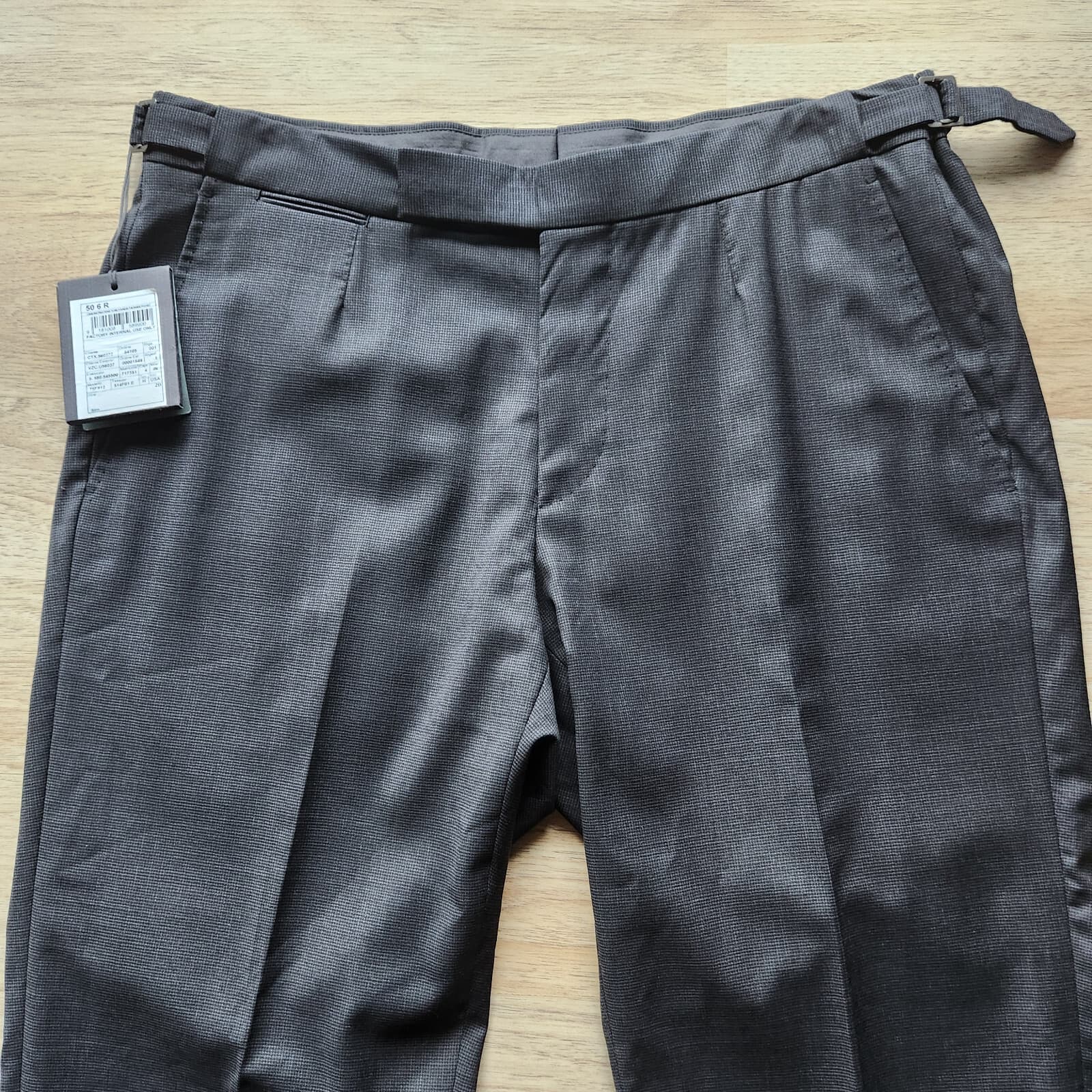 NWT Ermenegildo Zegna Wool Slim Dress Pants Adjustable Waist-Buckle Black 6-50R - Thumbnail 3