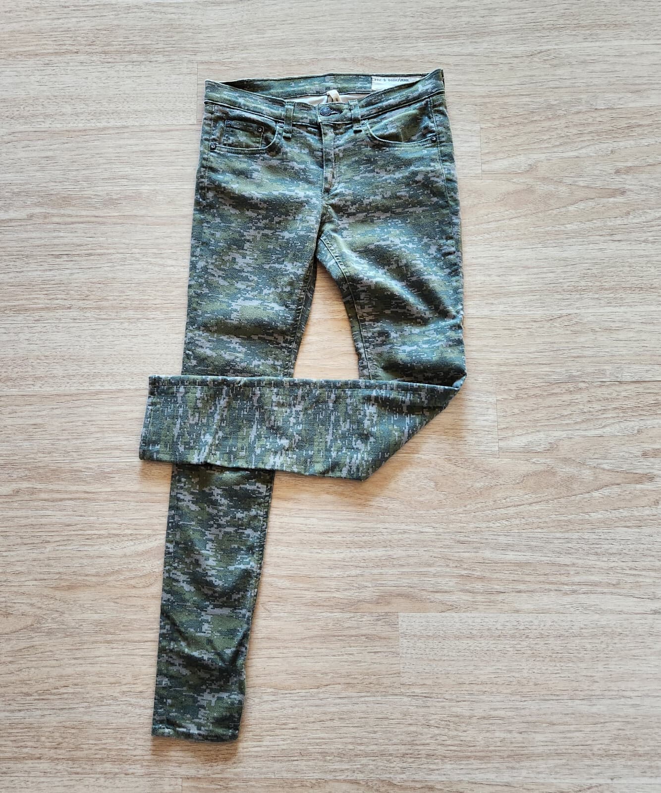 Rag & Bone Camo Stretch Skinny Jeans Zip Pocket Cotton Blend Green Women's 27 - Thumbnail 2
