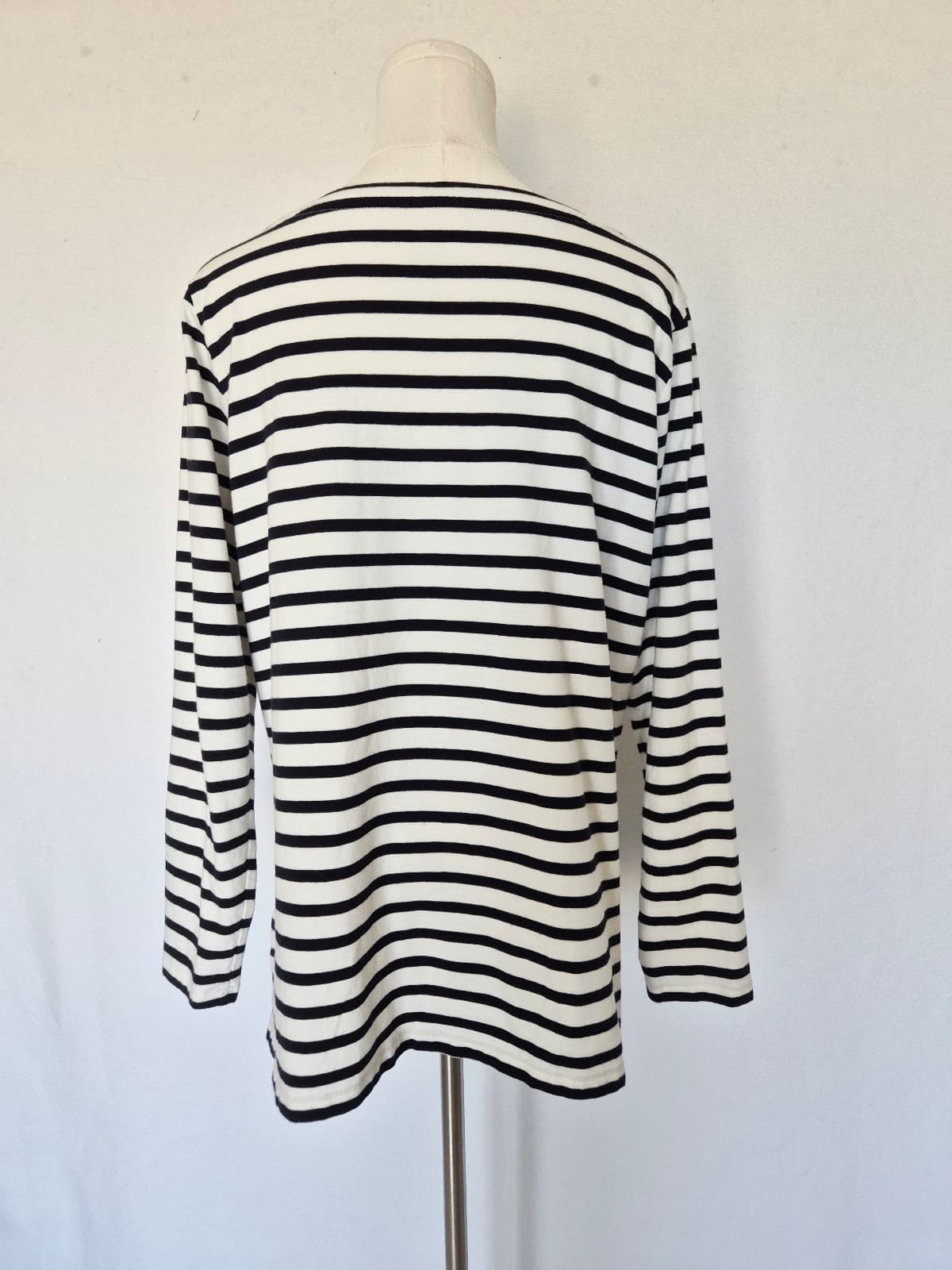 Talbots Embroidered Owl Friends Open Crewneck T-Shirt Stripe Black White Plus X - Thumbnail 5