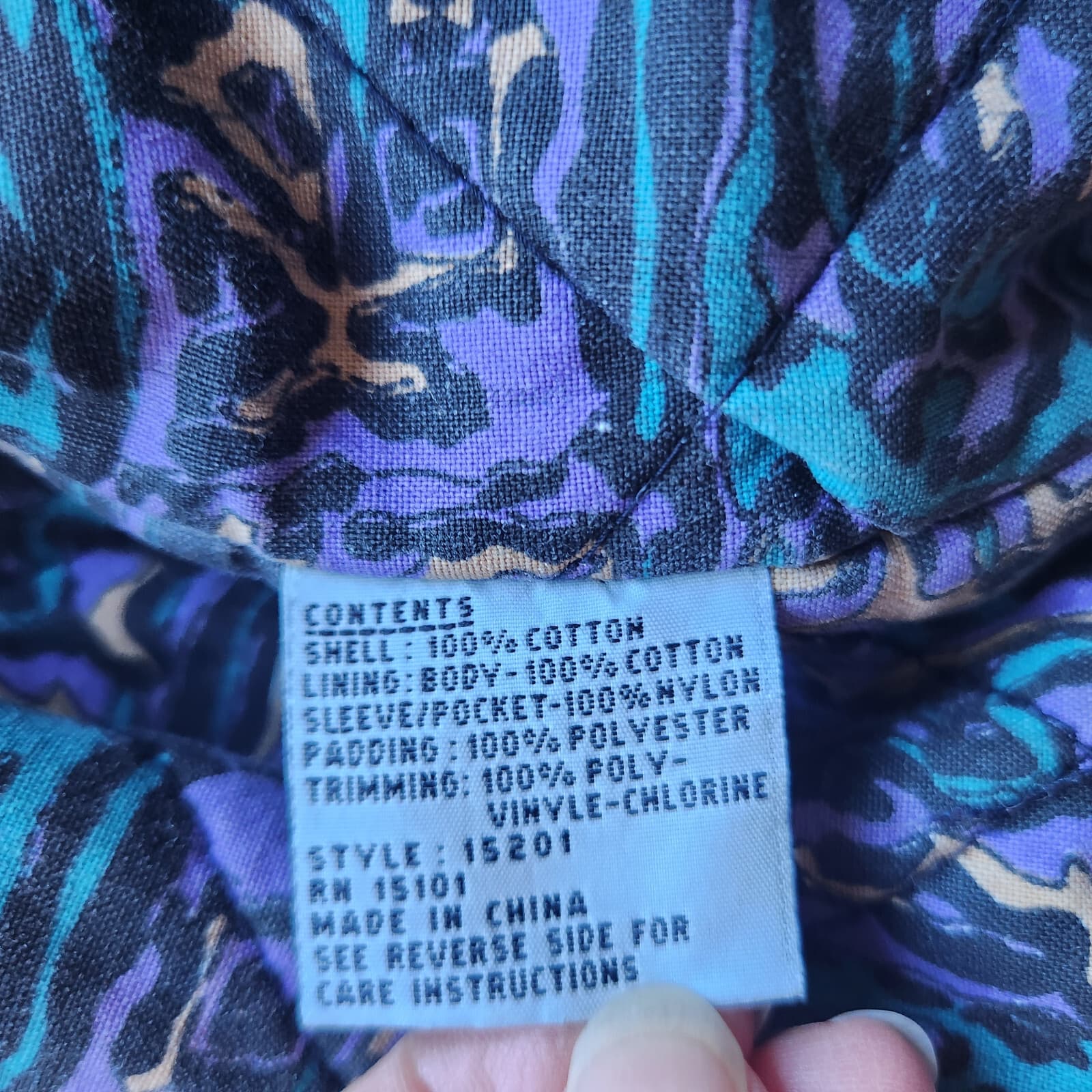 Vintage Eagle's Ridge Acid Denim Faux Leather Trim Bomber Jacket Quilt-Lining XL - Thumbnail 12