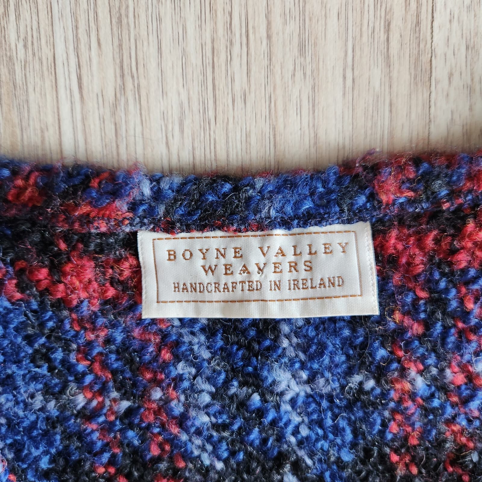 Vintage Boyne Valley Weavers Handcrafted Ireland Plaid Tweed Wool Open Vest Sz.L - Thumbnail 6
