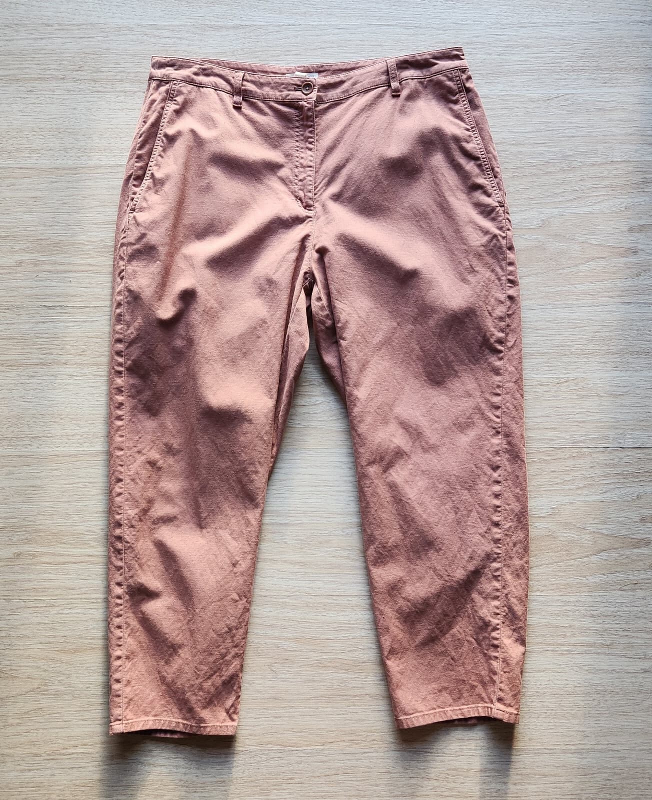 EILEEN FISHER Organic Cotton Hemp Blend Tappered Ankle Pants Pocket Clay Sz.14 - Thumbnail 2