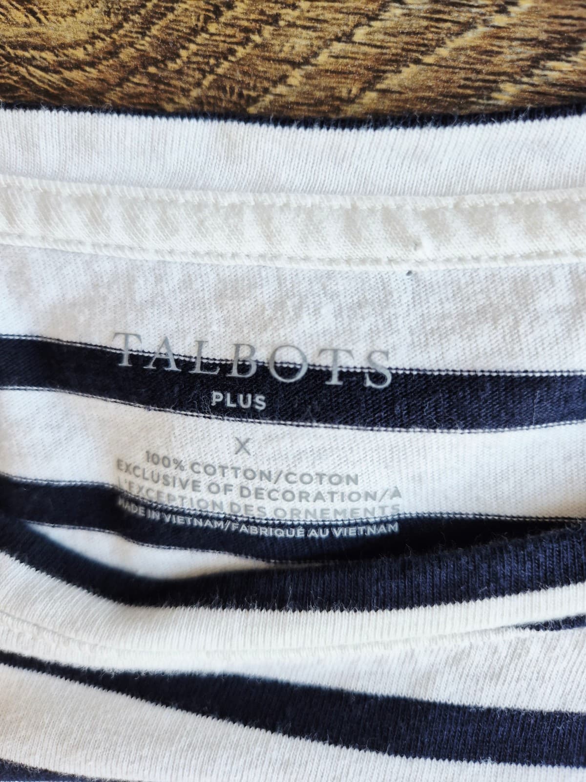 Talbots Embroidered Owl Friends Open Crewneck T-Shirt Stripe Black White Plus X - Thumbnail 7