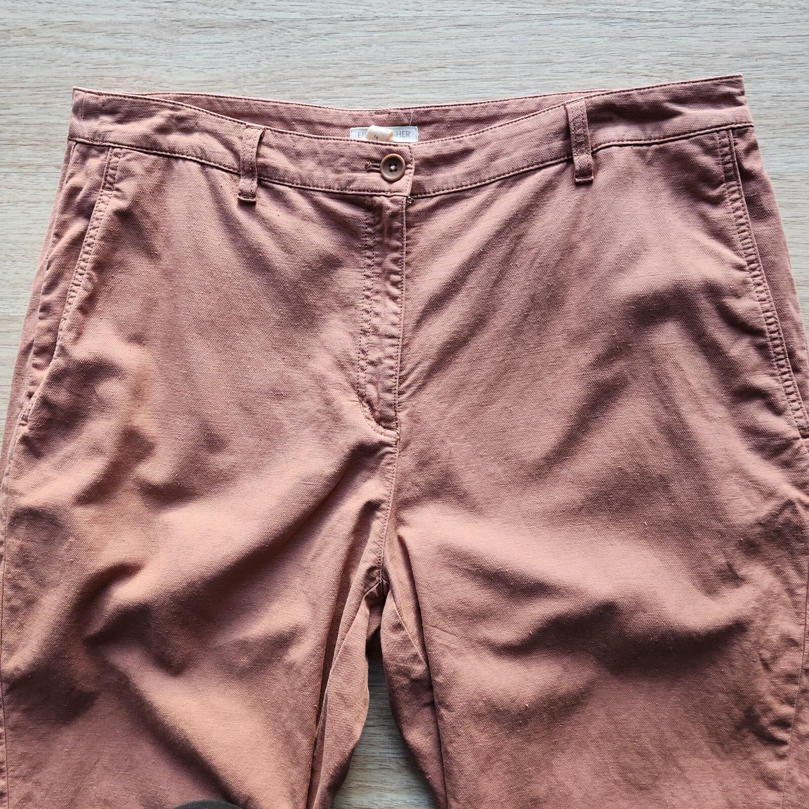 EILEEN FISHER Organic Cotton Hemp Blend Tappered Ankle Pants Pocket Clay Sz.14 - Thumbnail 3