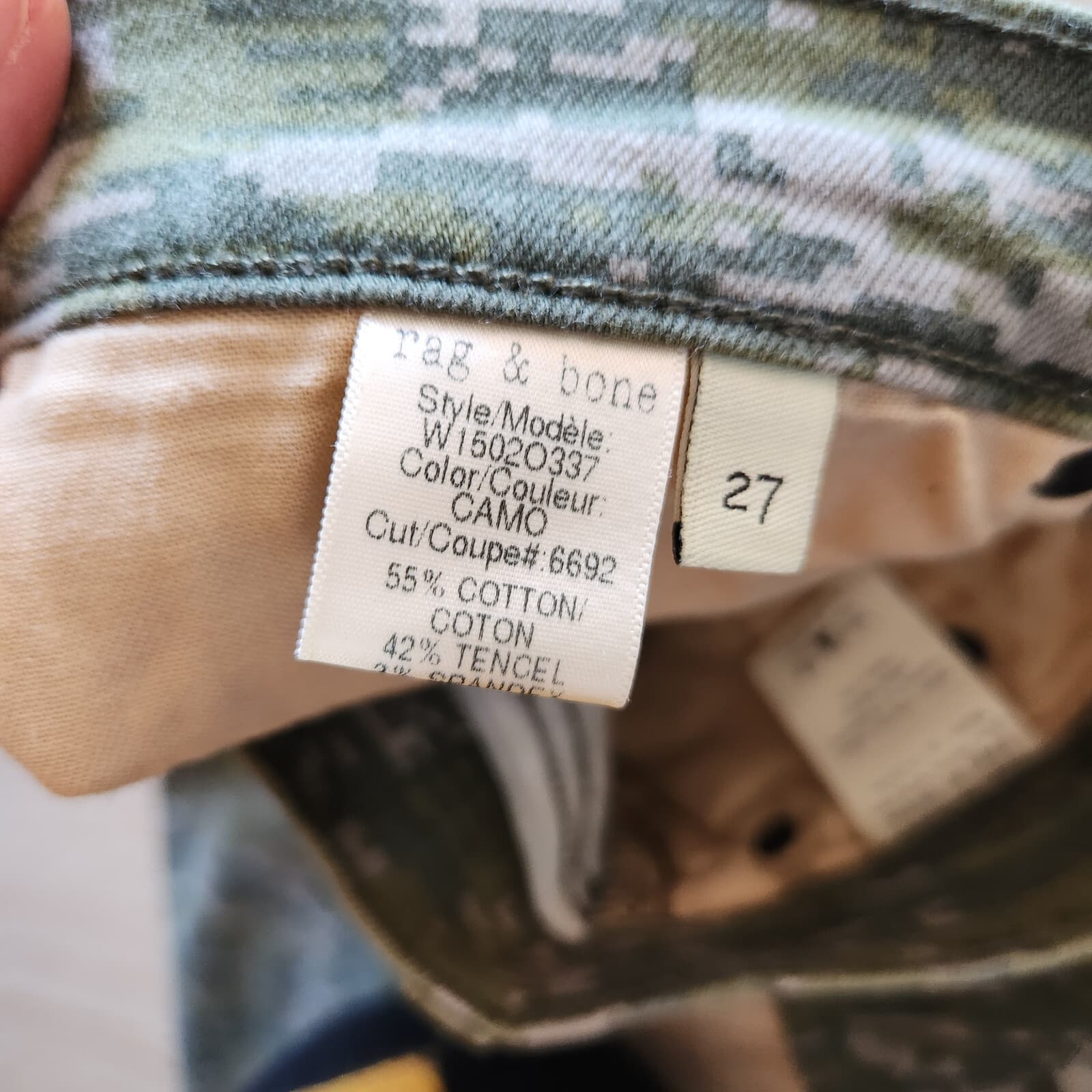 Rag & Bone Camo Stretch Skinny Jeans Zip Pocket Cotton Blend Green Women's 27 - Thumbnail 11