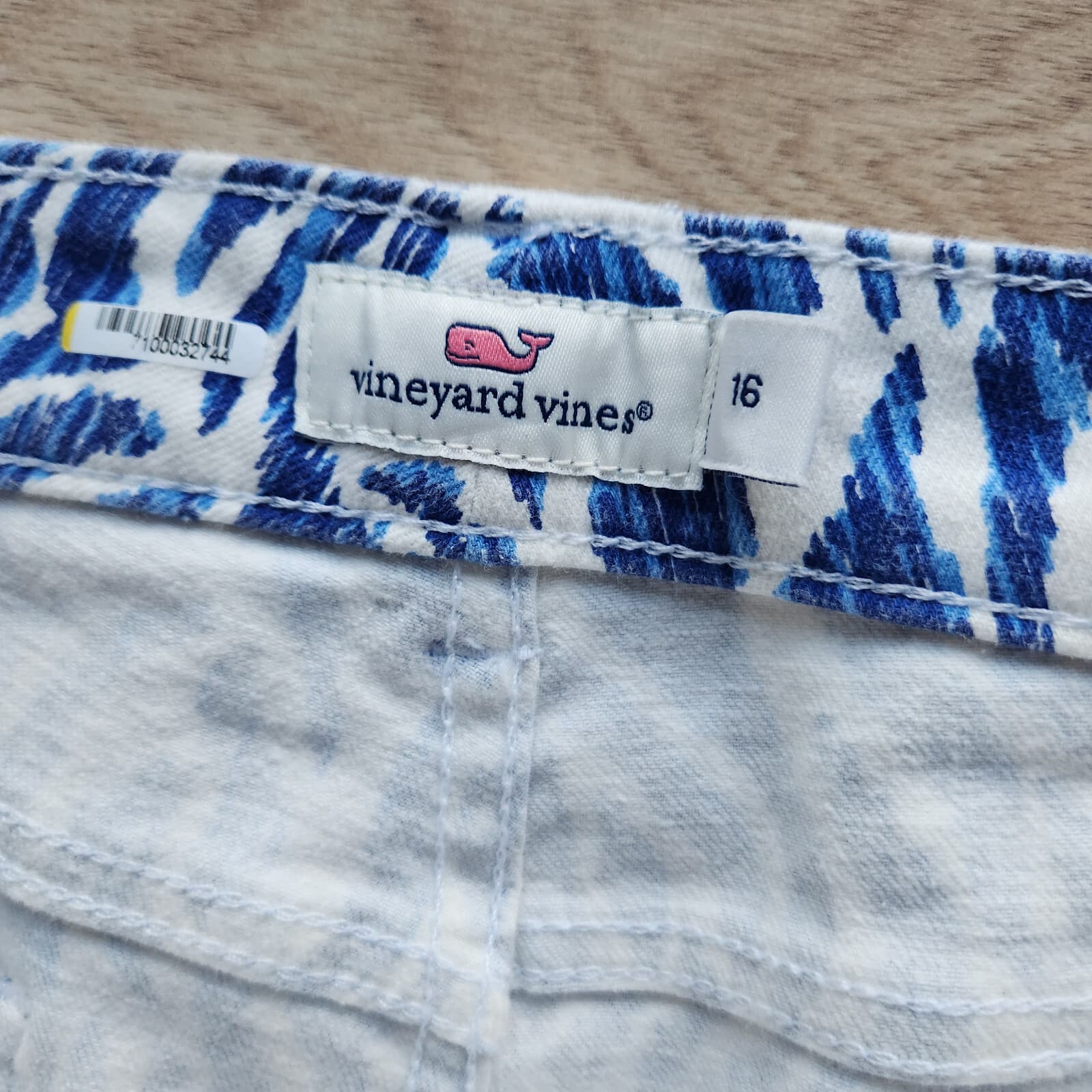 Vineyard Vines Nautical Zebra Print Denim Skinny Jean Zip Royal Ocean Blue Sz.16 - Thumbnail 8