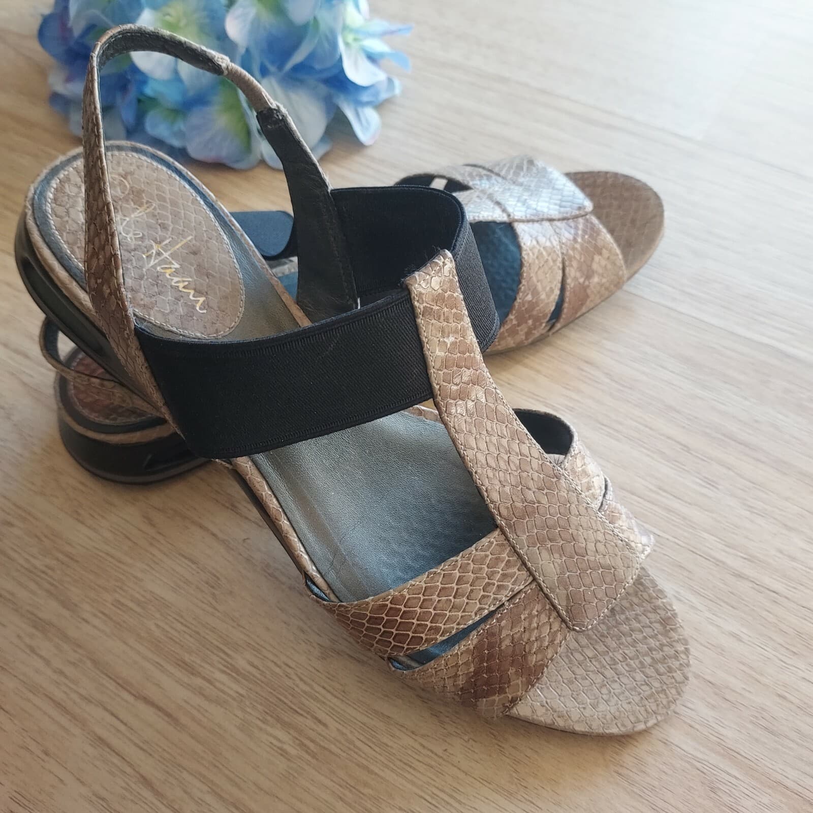 Cole Haan NikeAir Patent Snakeskin Strappy Sandals Light-Brown US8.5B - Thumbnail 2