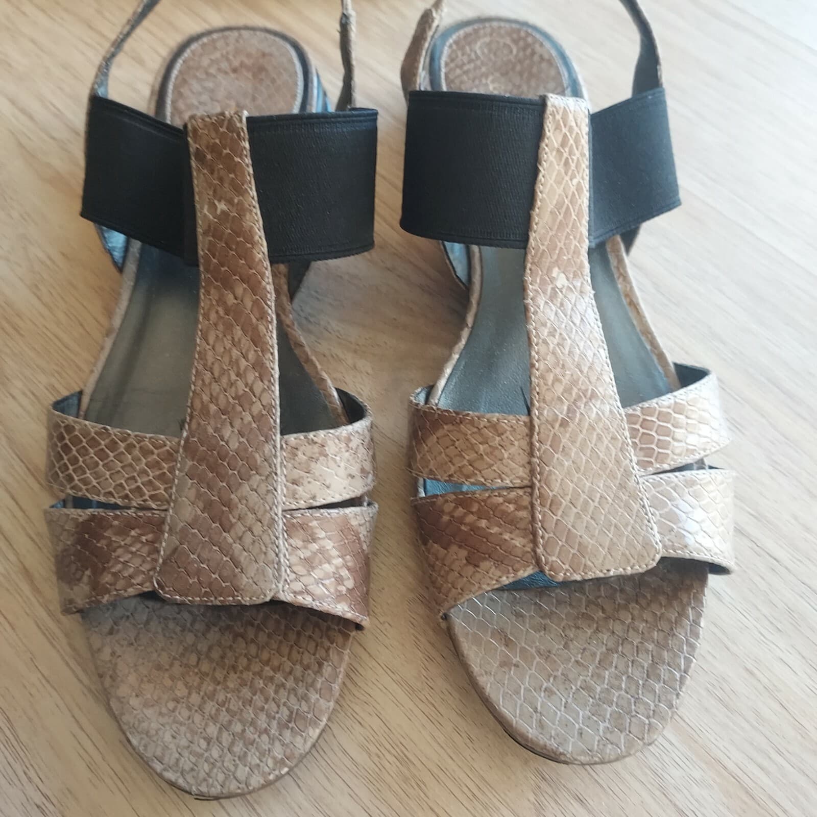 Cole Haan NikeAir Patent Snakeskin Strappy Sandals Light-Brown US8.5B - Thumbnail 3