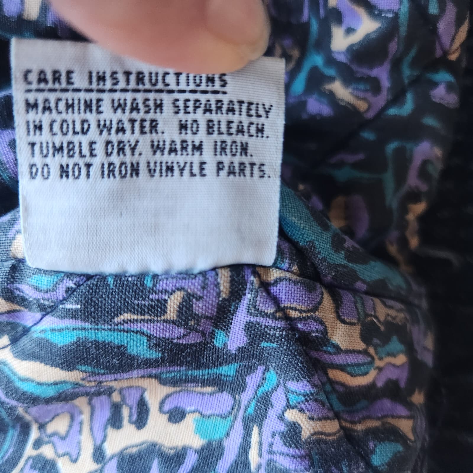 Vintage Eagle's Ridge Acid Denim Faux Leather Trim Bomber Jacket Quilt-Lining XL - Thumbnail 13