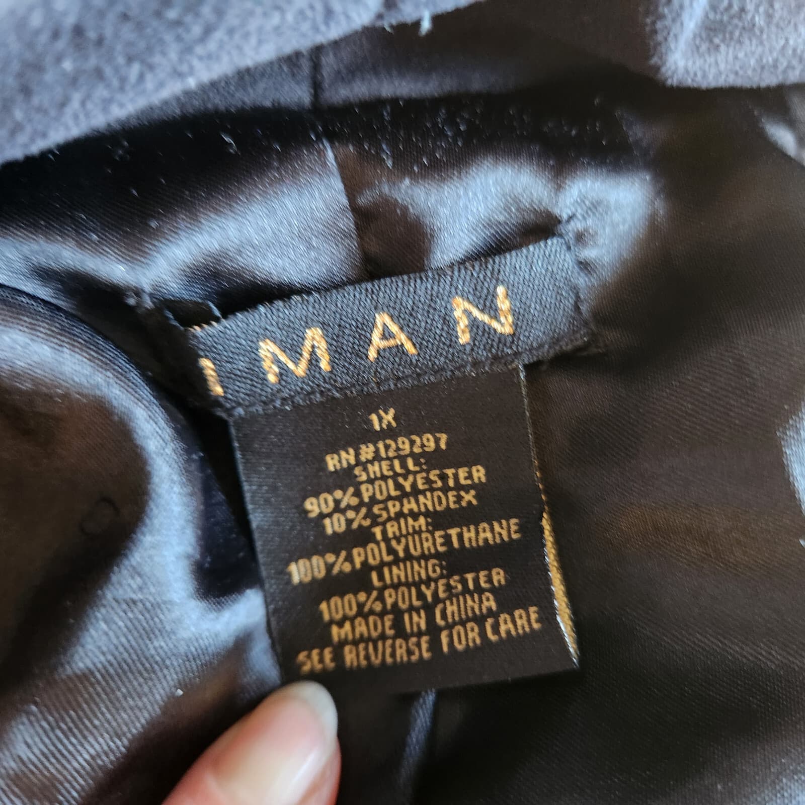 IMAN Faux Suede Drap Open Jacket Cuff-Zipper Asymmetric Hem Stretch Black Sz.1X - Thumbnail 10