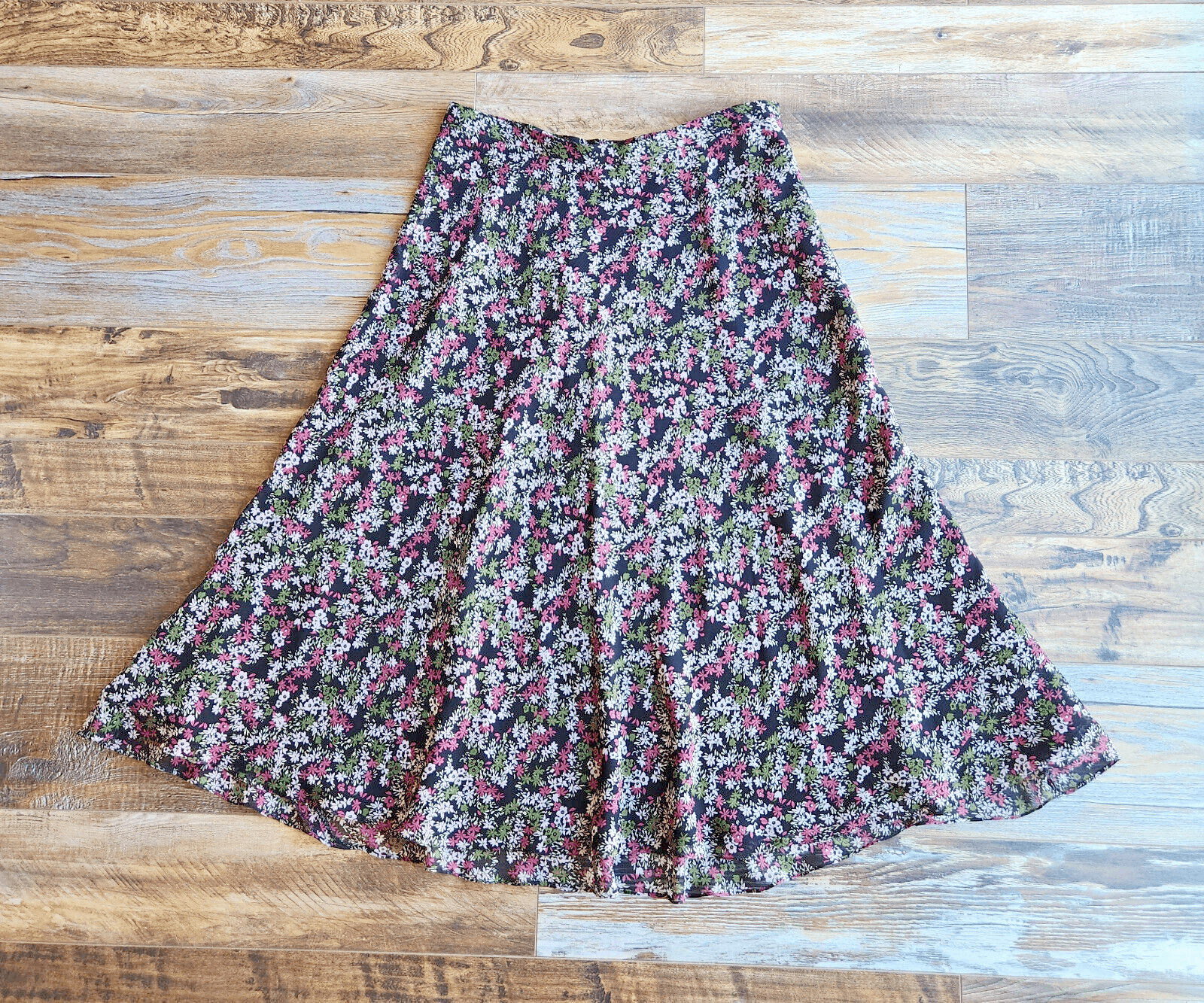 Jones New York Collection 100% Silk Floral Maxi A-Line Skirt Lined Chiffon Sz.12 - Thumbnail 4