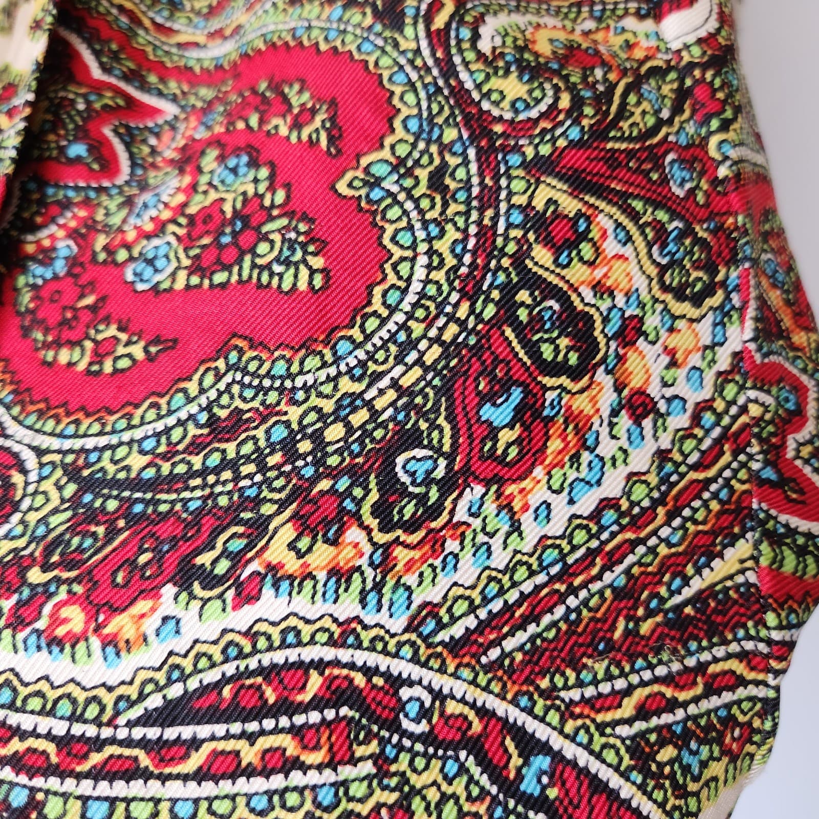 Vintage Talbots Pure Silk Paisley Button-Up Shirt Long Sleeve Green Petites 16W - Thumbnail 3