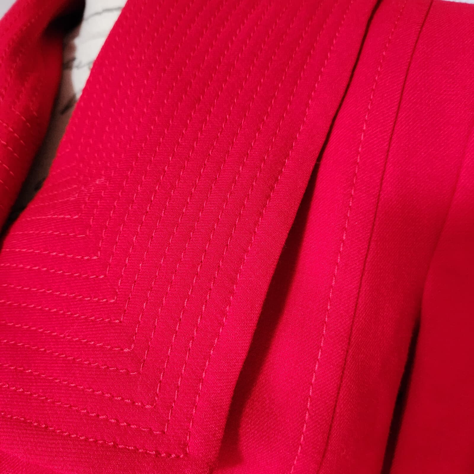 Zara Woman Retro Tie-Waist Coat Jacket Collar Snap Lined Long Sleeve Red Sz.L - Thumbnail 4