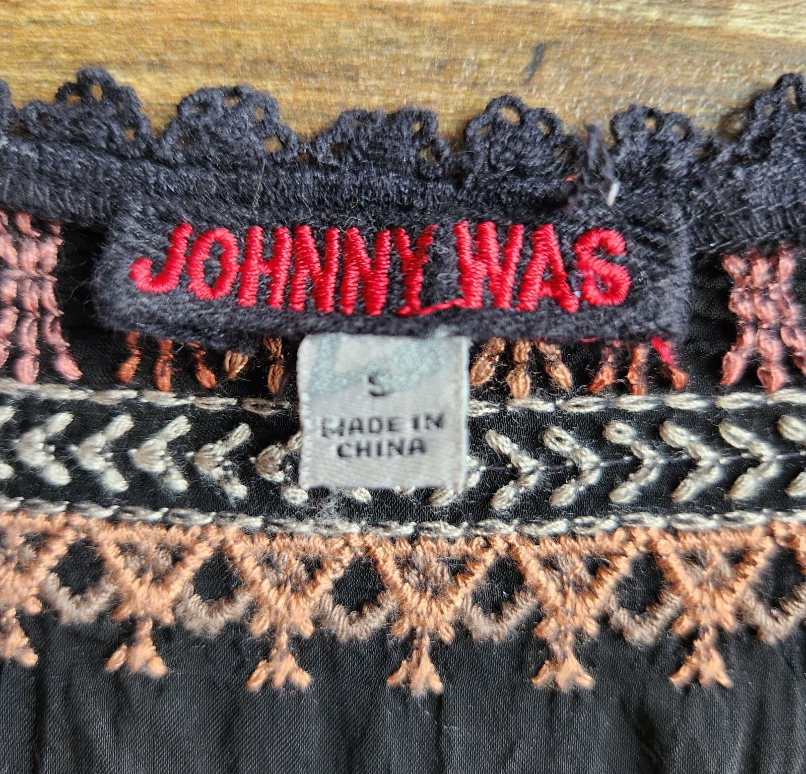 Johnny Was Embroidered Floral Long Pintuck Bell-Sleeve Blouse Black Cupra Sz.S - Thumbnail 11