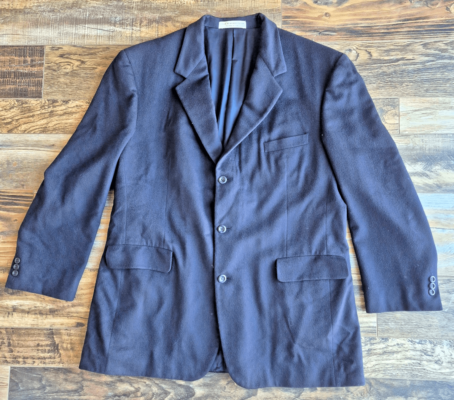 John W. Nordstrom Loro Piana 100% Cashmere Tailored Blazer Sportcoat Navy Men 46 - Thumbnail 2