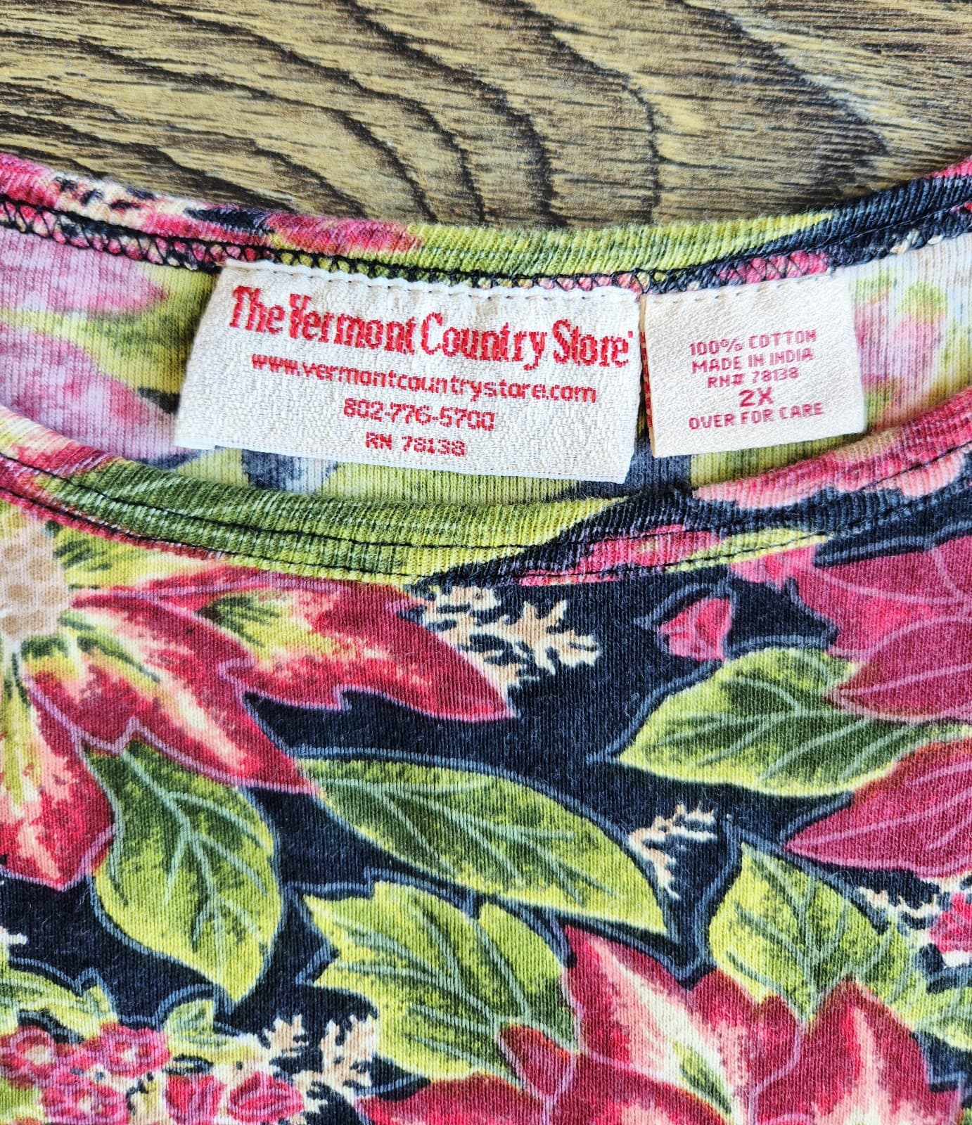 The Vermont Country Store Floral Top 3/4 Sleeve Knit Cotton Multicolor Womens 2X - Thumbnail 6