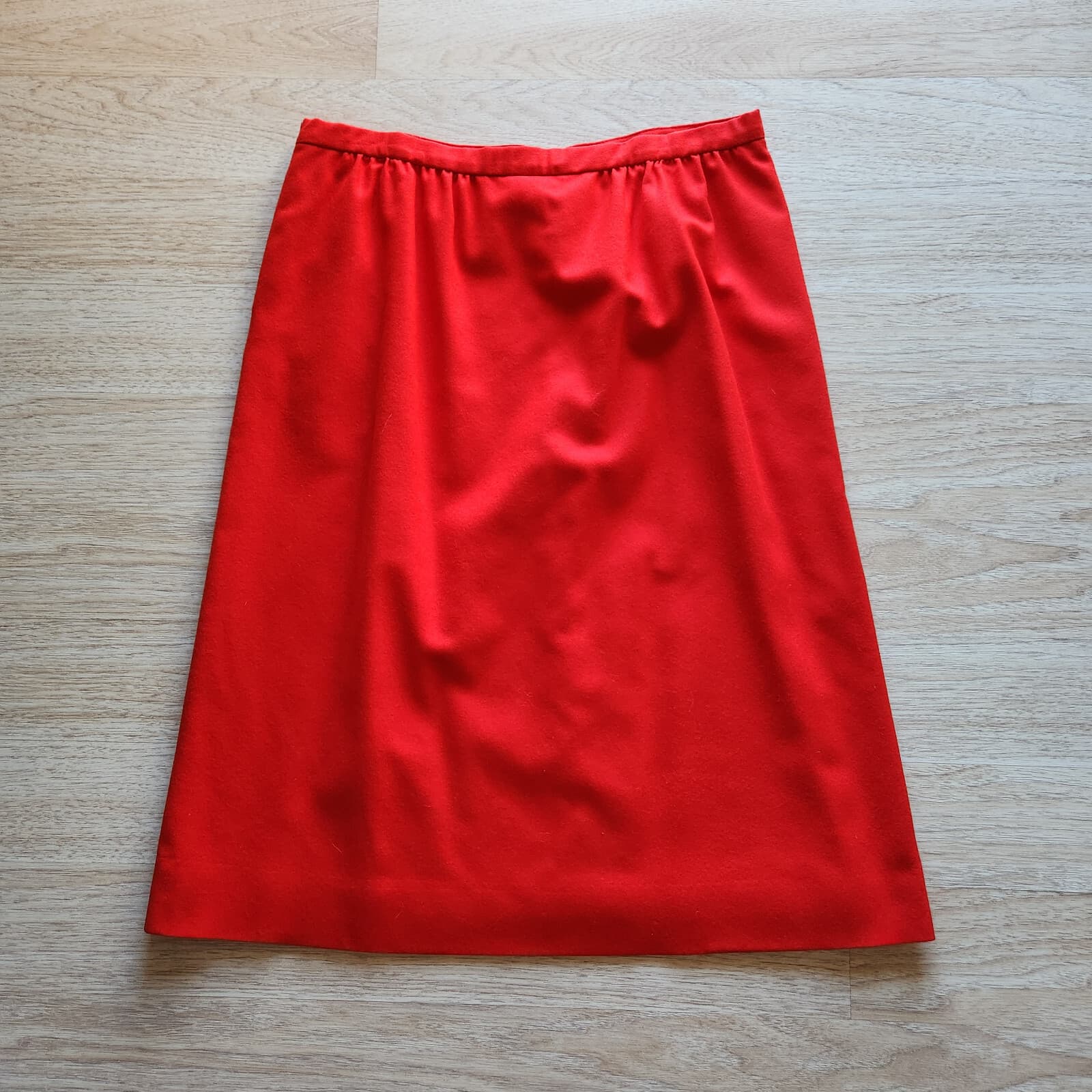 Vintage Pendleton 100% Virgin Wool Pencil Skirt Pocket Lined Solid Red Womens 16 - Thumbnail 2